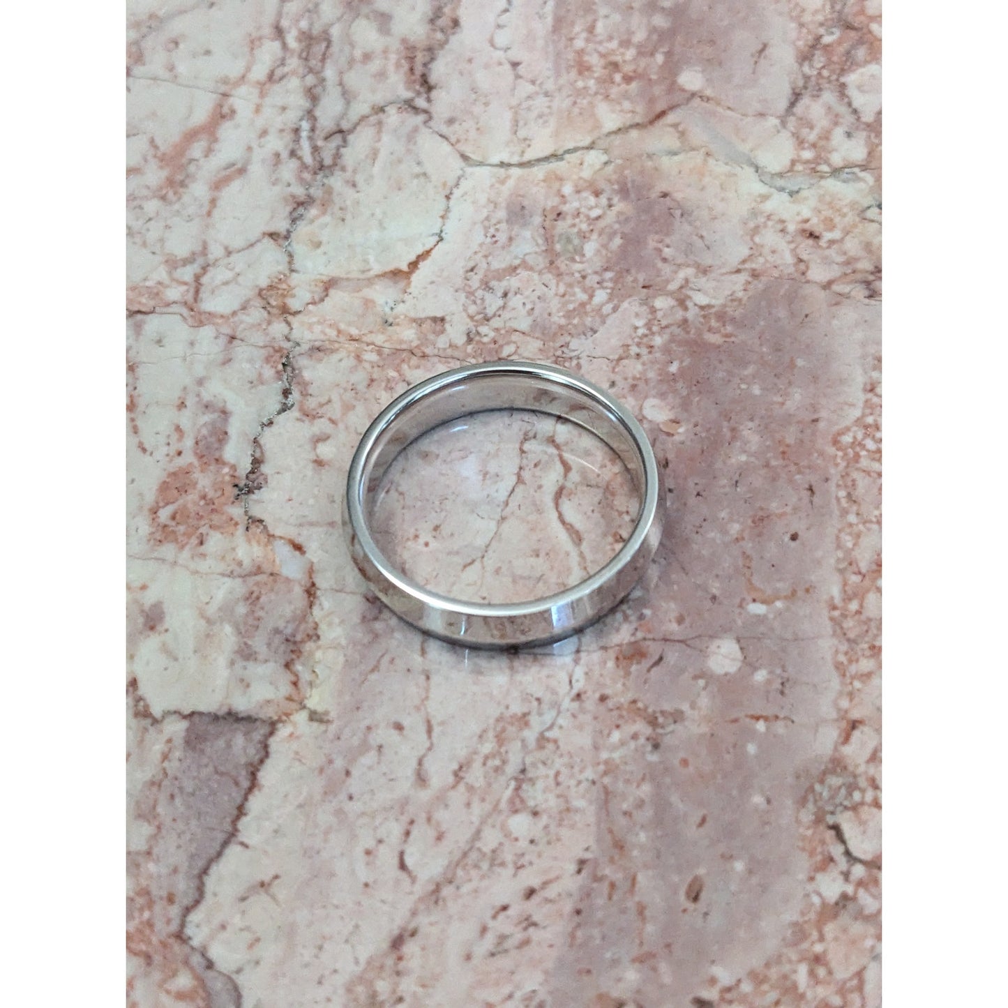 Estate 14k Solid White Gold Modern High Polish Beveled Wedding Band Ring Size 10