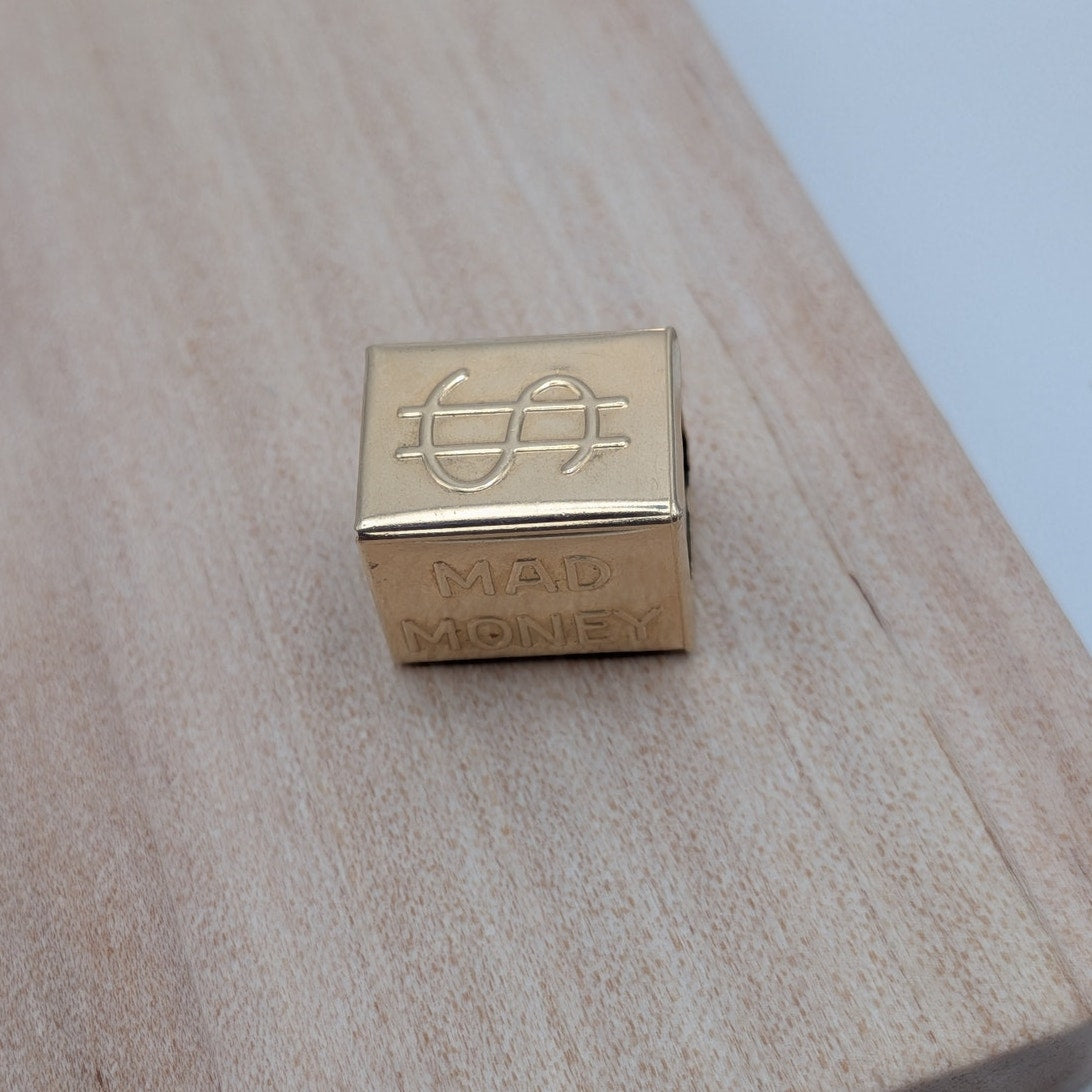 Vintage 14k Yellow Gold Mad Money Charm Pendant w/ Dollar Bill