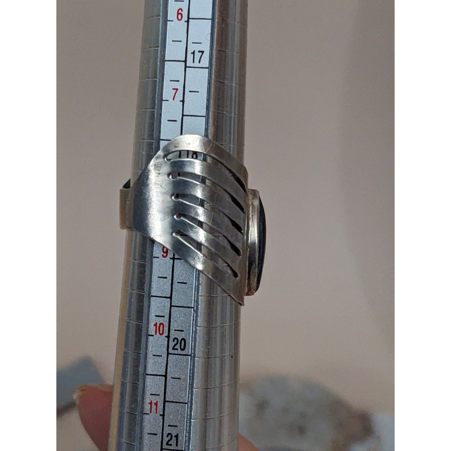 Vintage Mexico 925 Sterling Silver Marquise Onyx Layered Wave Ring Size 8