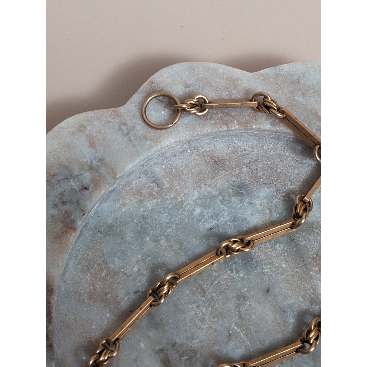 FLAW Antique Unmarked 14k Yellow Gold Paper Clip And Knots Fob Chain