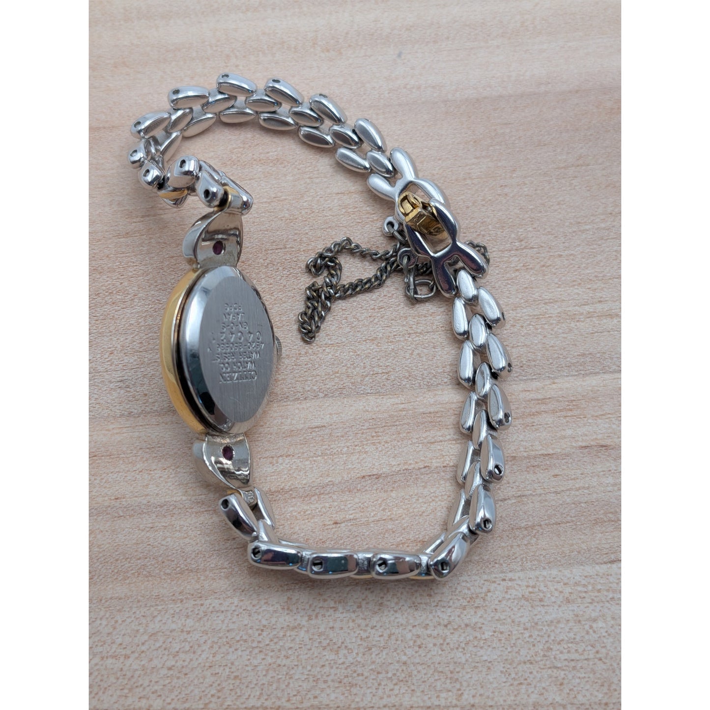 Vintage Citizen Chere Dainty Two Tone Bracelet Watch with Pink Stones