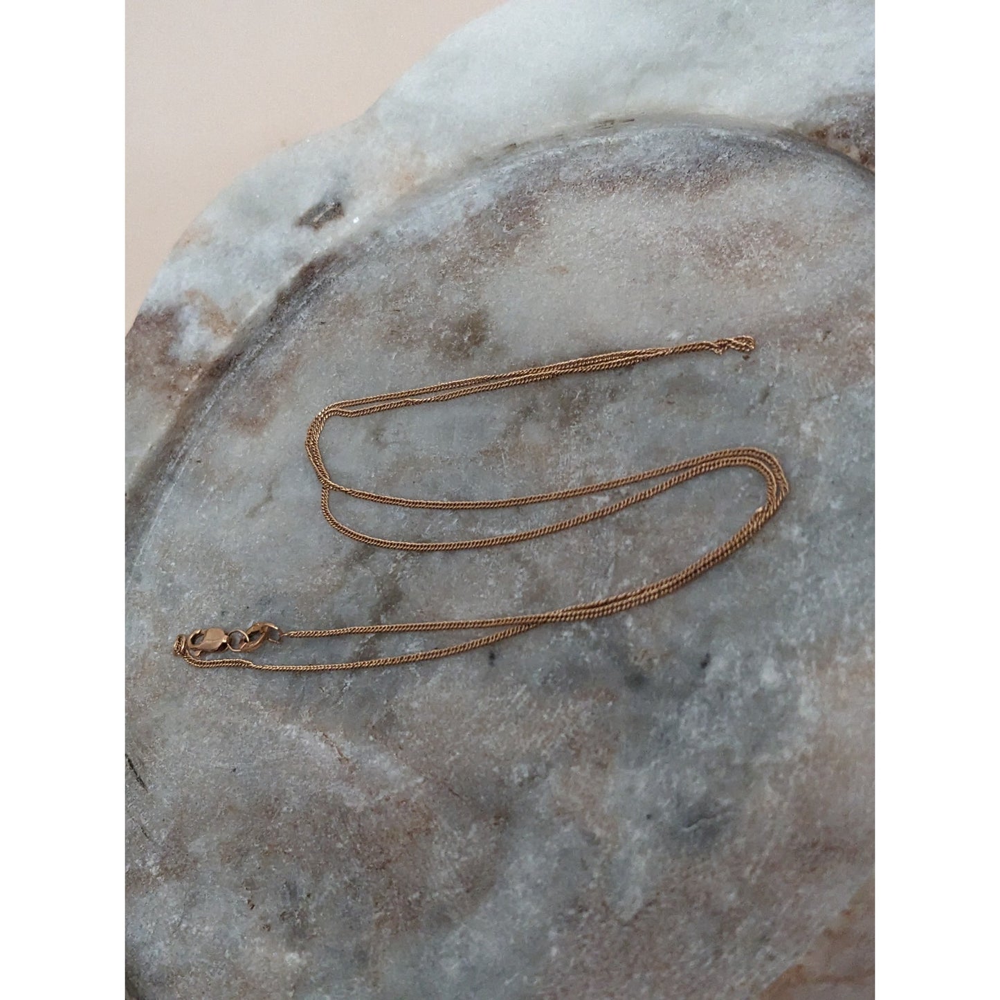 Vintage 14k Rose Gold Ultra Dainty Thin Simple Chain Necklace 17.75in