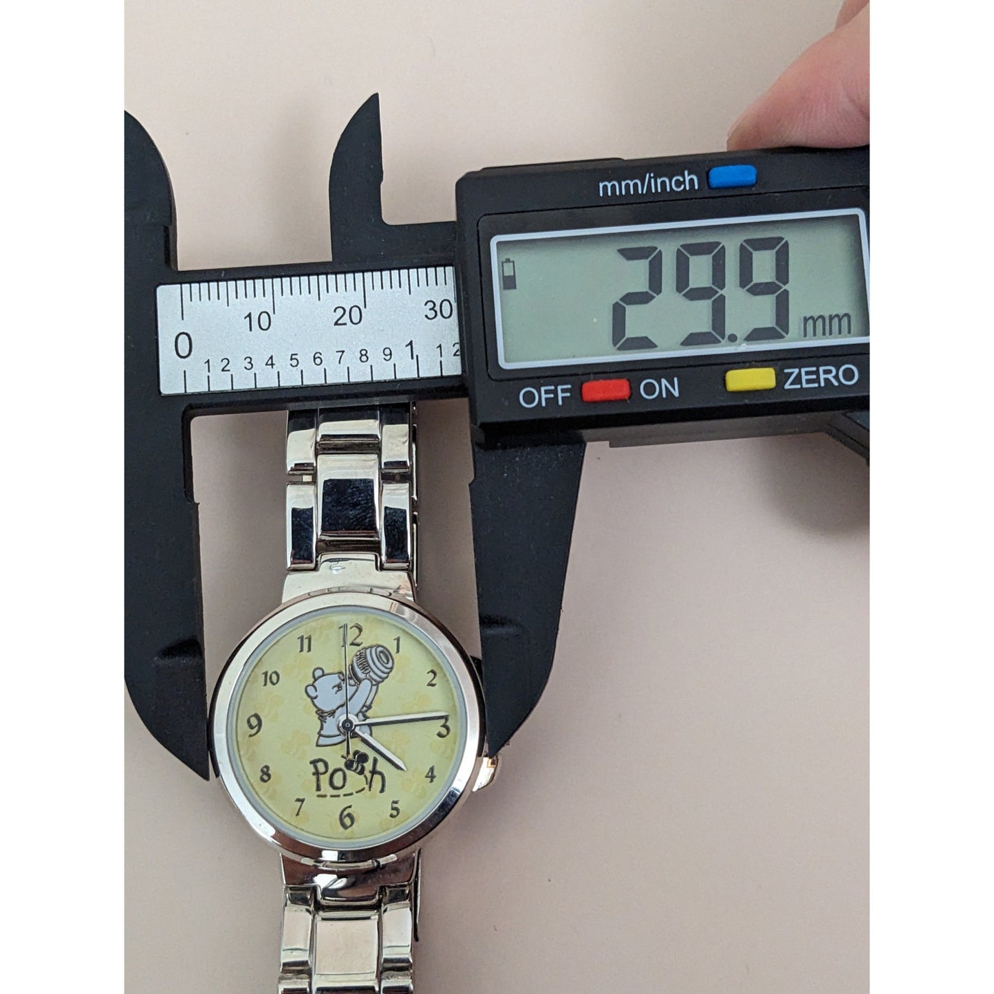 Vintage Andre Mouche Silver Tone Bangle Watch with Blue Floral Enamel Working