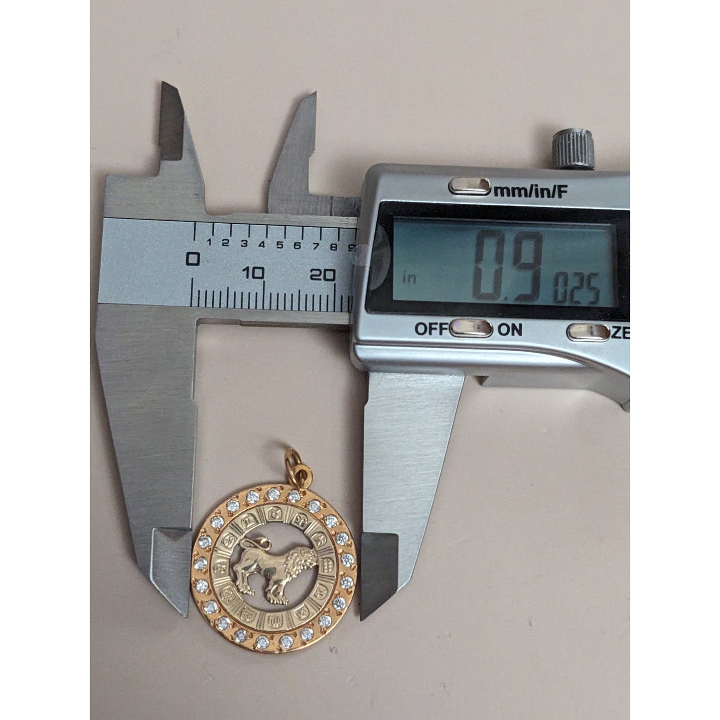 Vintage 14k Rose and Yellow Gold Leo Zodiac Charm Pendant White Stone Accents