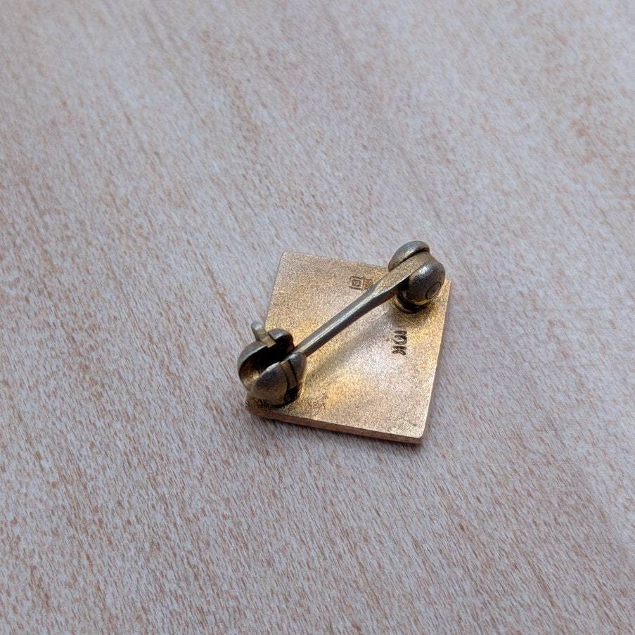 Vintage 6k Yellow Gold with Black Enamel Geometric Pin