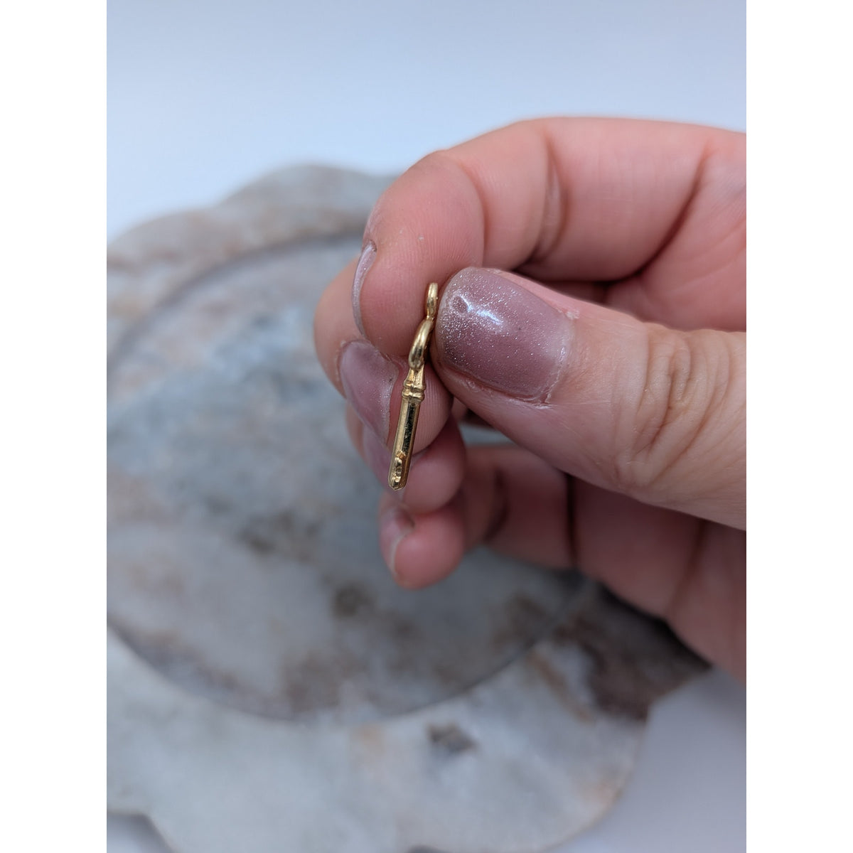 Vintage Unmarked 18k Solid Gold 3D Mini Hollow Key Charm