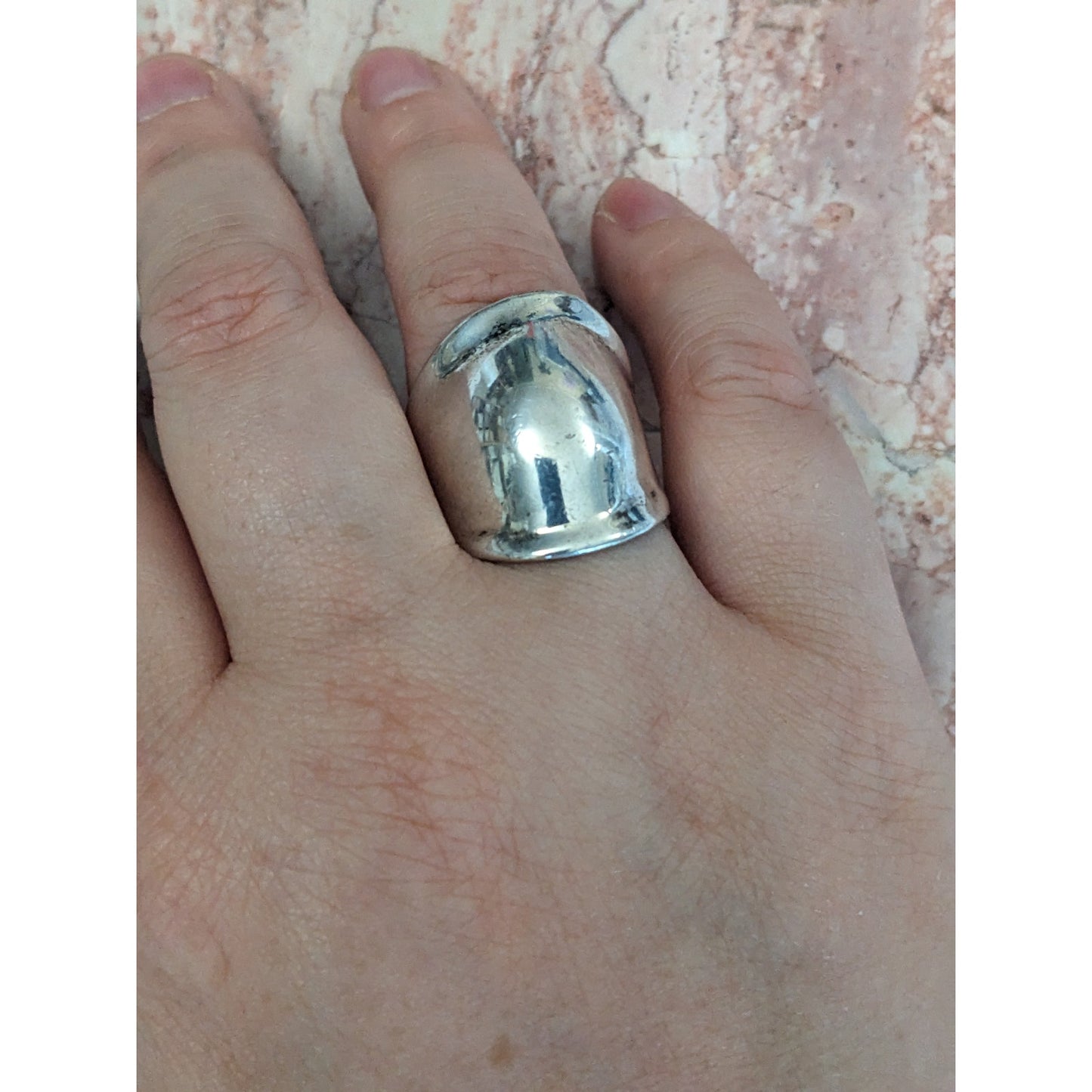 Vintage Sterling Silver 925 Concave Thick Band Ring Size 7.25