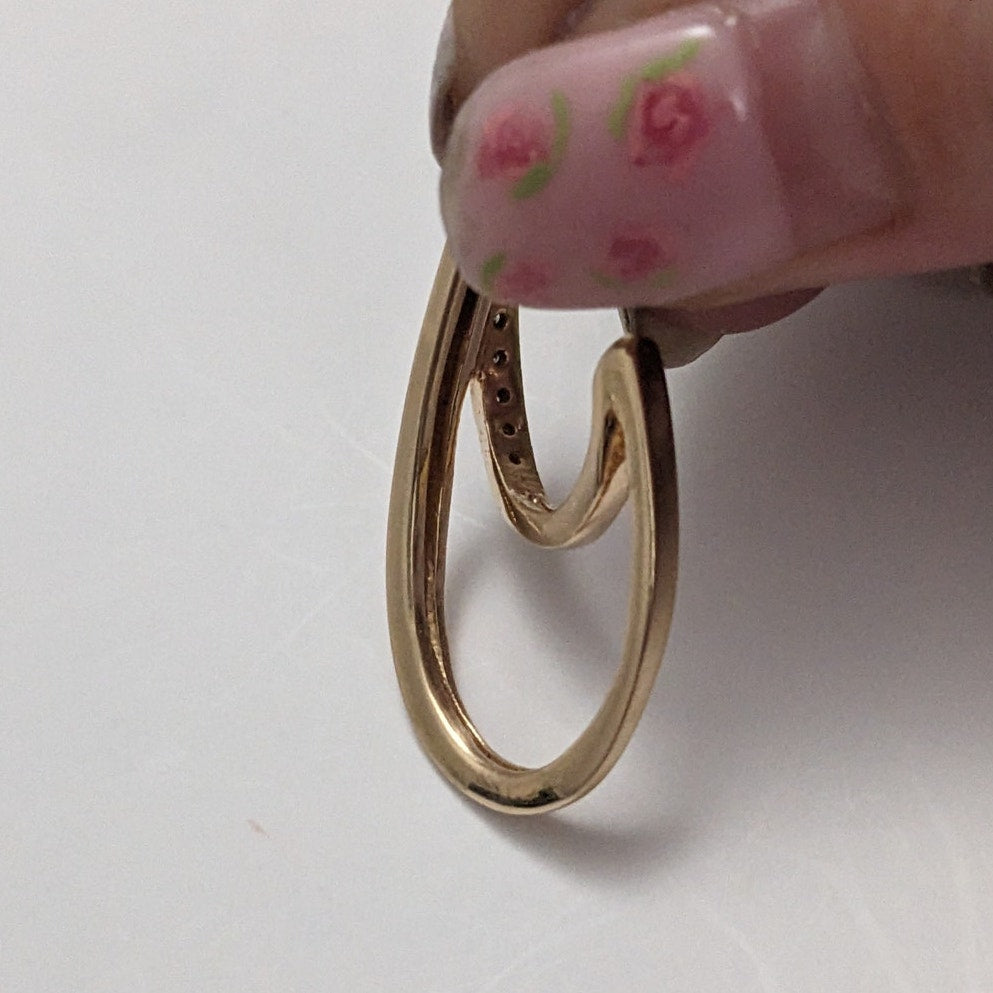 Vintage 14k Yellow Gold Intricate Diamond Accent Twist Hoop Earrings