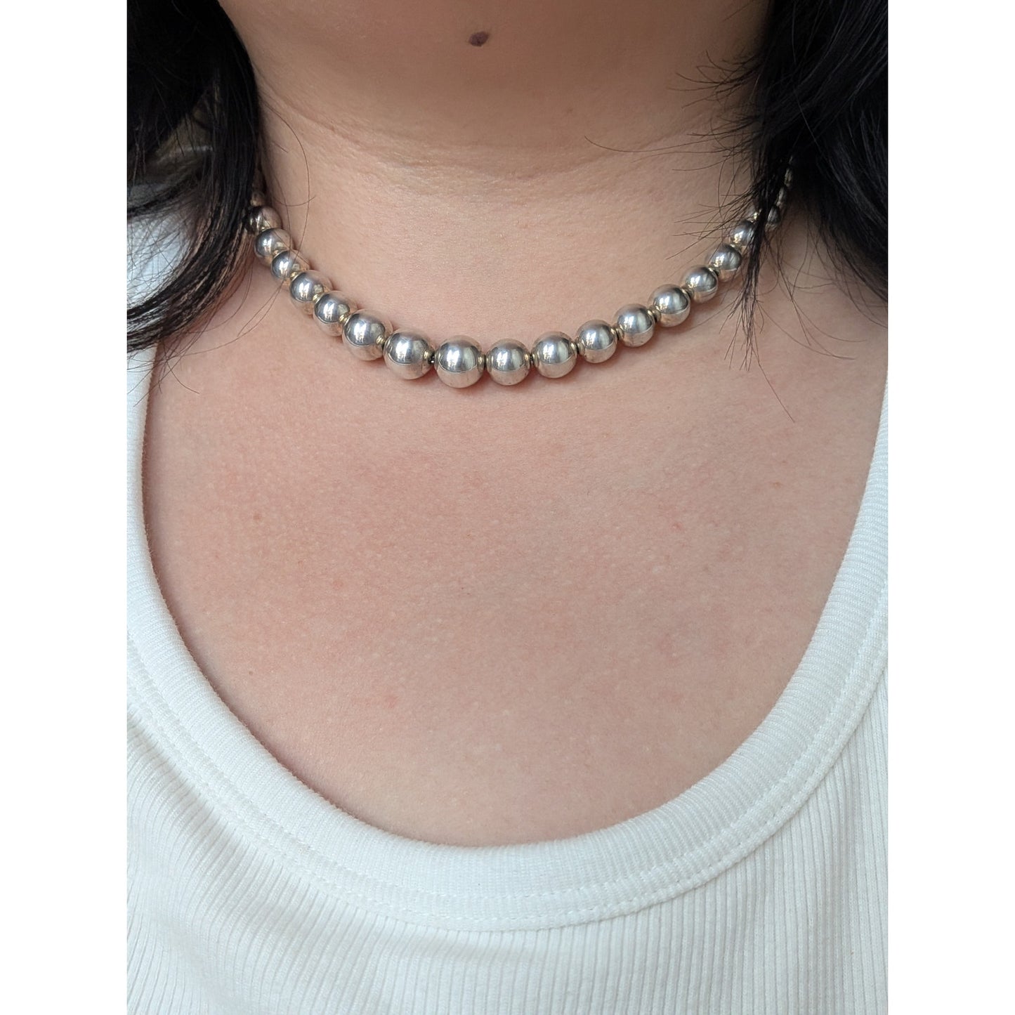 Tiffany & Co. HardWear Graduated Ball Necklace Sterling Silver 16" 29.57g