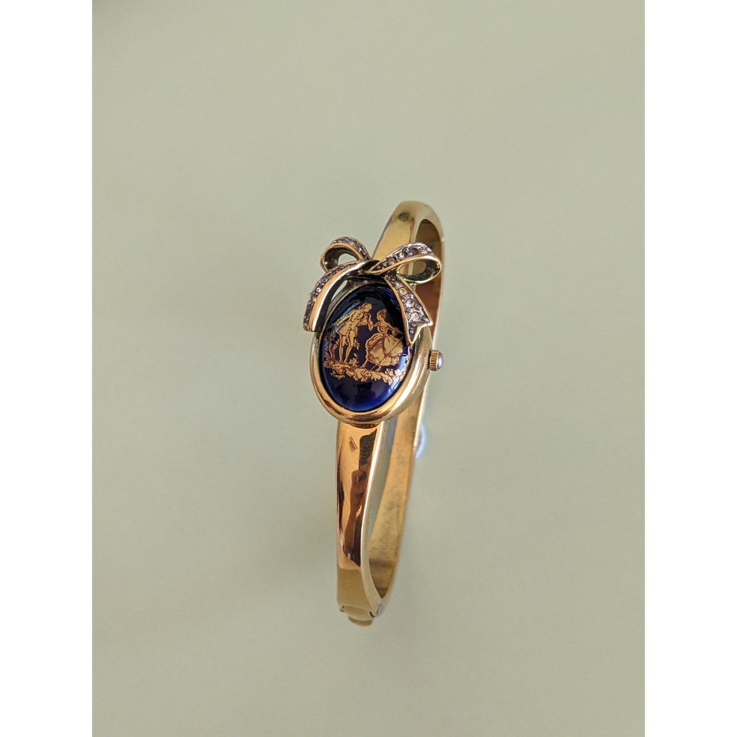 Vintage Limoges Garat 18k Gold Plated Concealed Watch Victorian Courting Couple