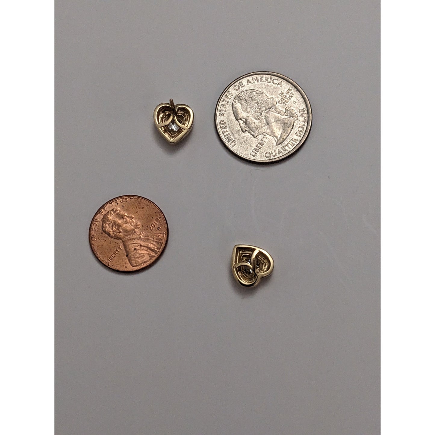 Vintage UGEM 14k Yellow Gold & 0.50ct Eye Clean Diamond Heart Studs NO BACKS