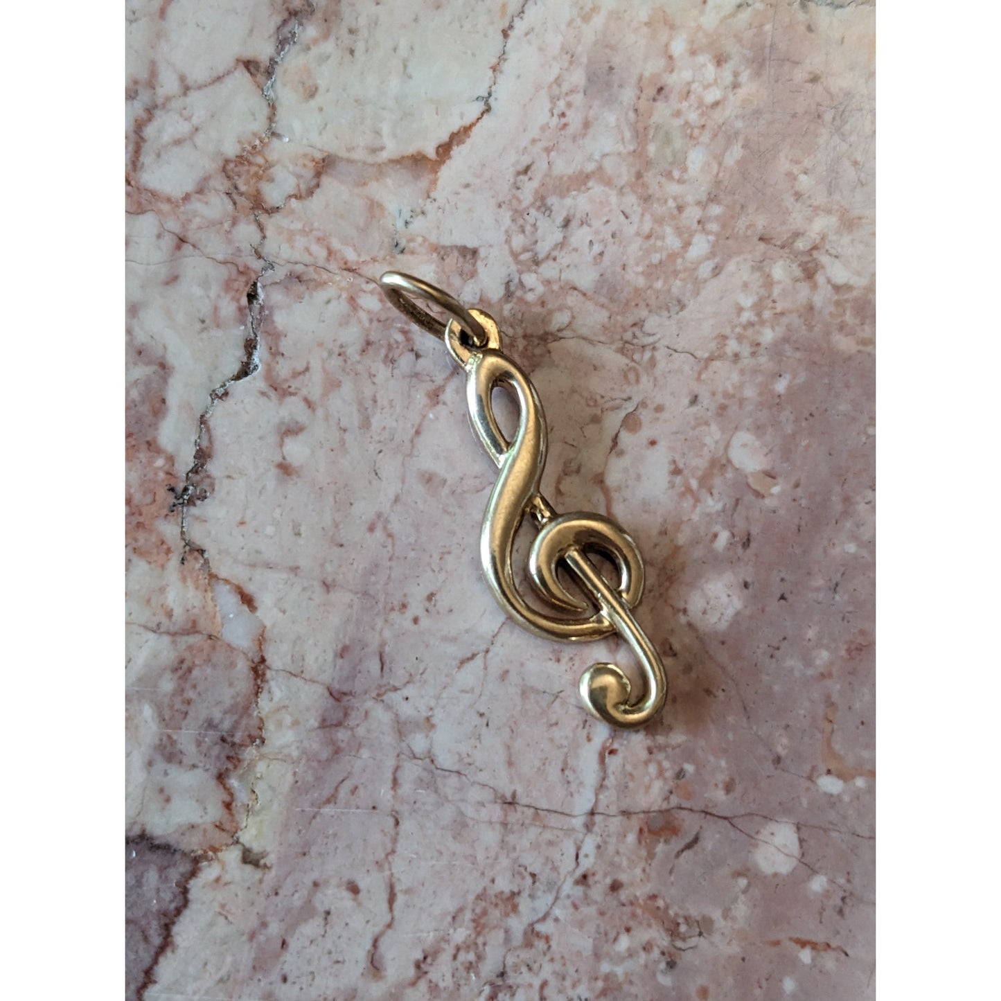 Vintage 14k Yellow Gold Music Treble Clef Note Charm or Pendant