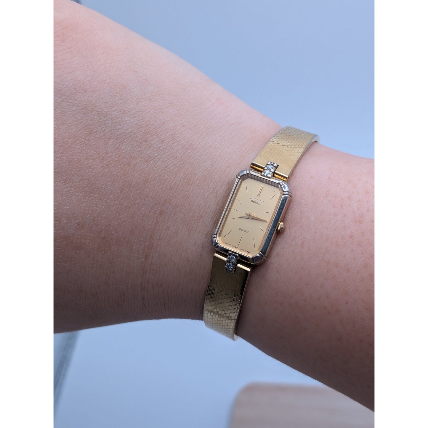 Vintage Seiko Lassale Quartz Gold Tone Watch 6.5in Working