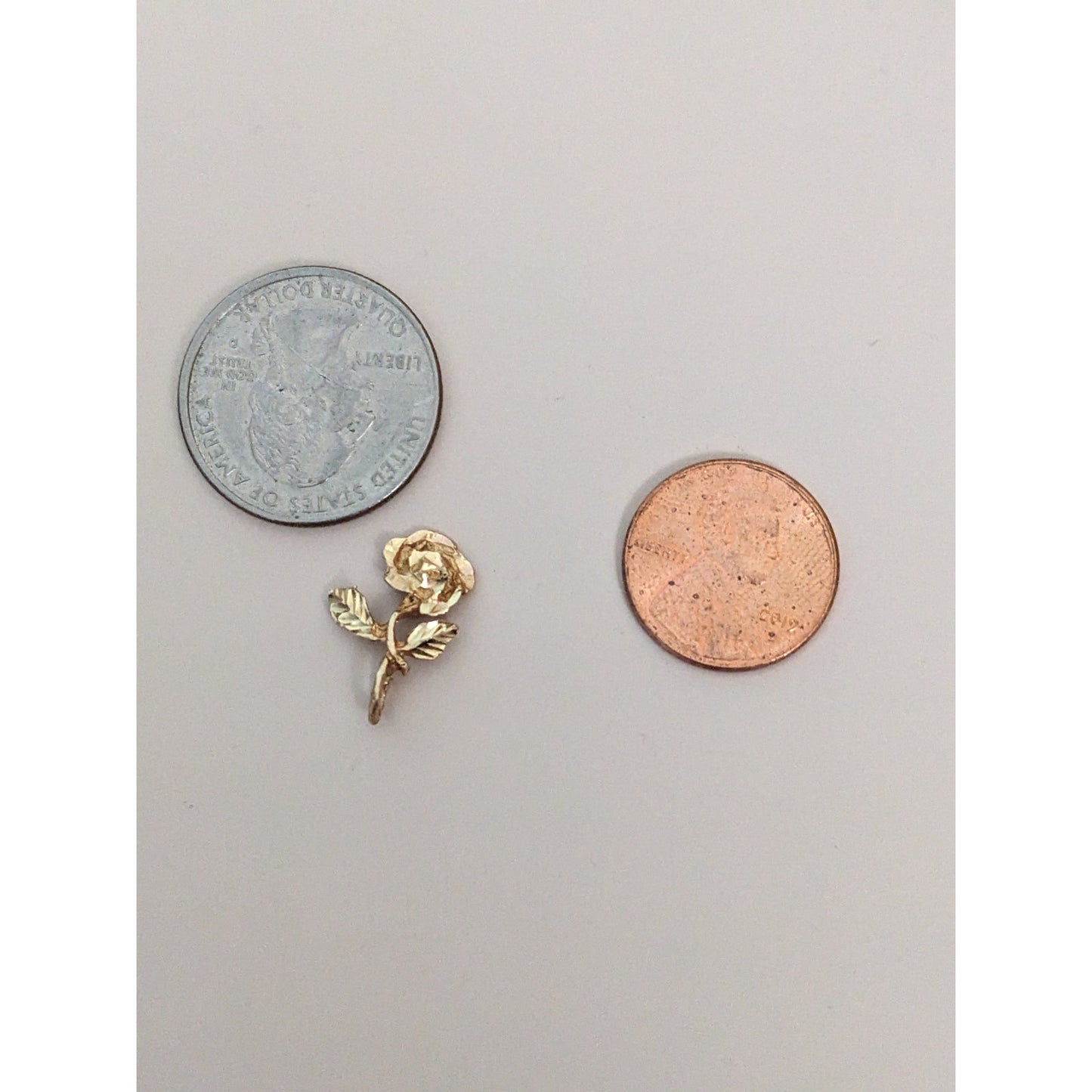 Vintage 14k Yellow Gold Dainty Rose Flower Charm Pendant