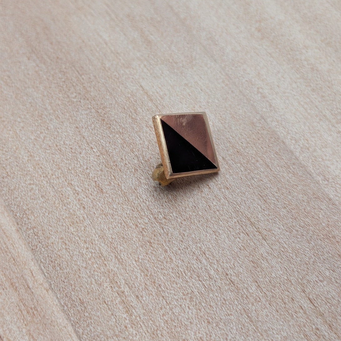 Vintage 6k Yellow Gold with Black Enamel Geometric Pin