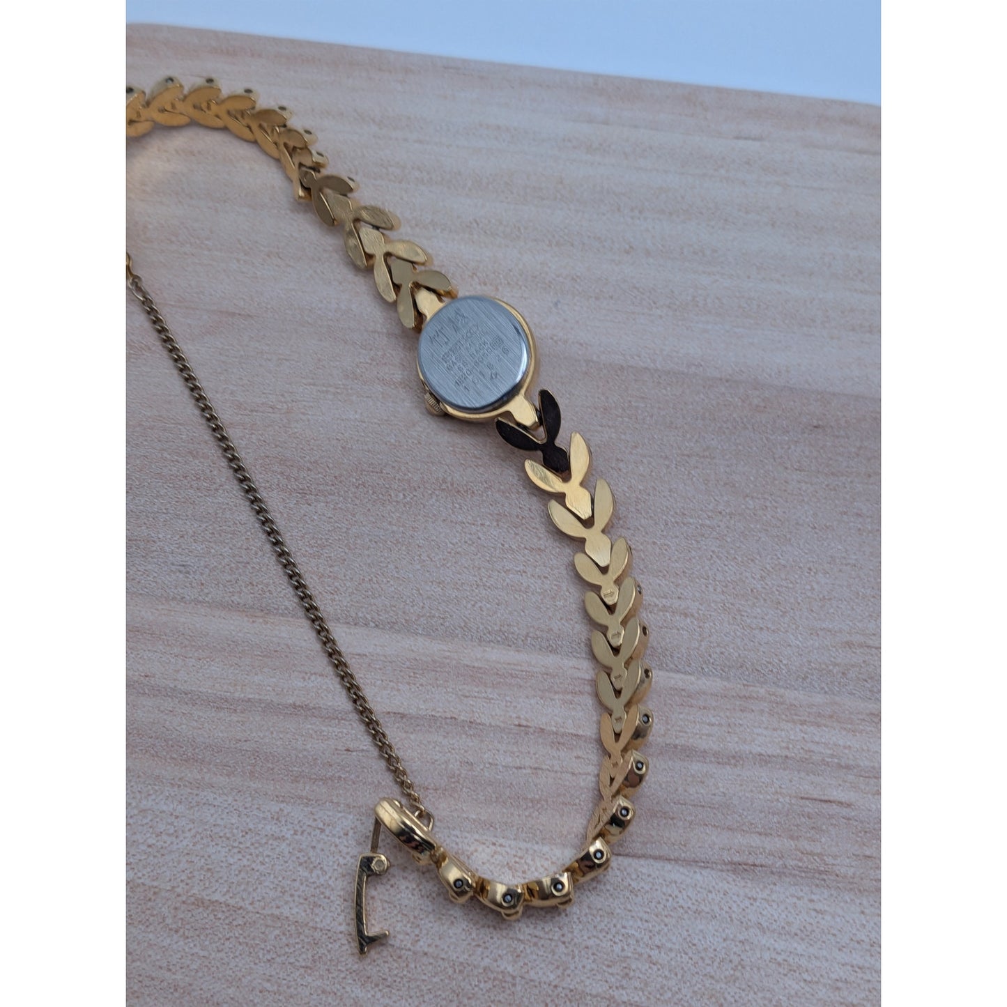 Vintage Seiko Gold Tone Quartz Watch Dainty Dial and White Stones
