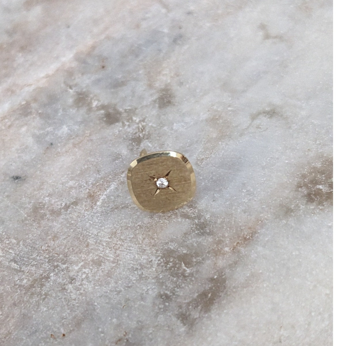 Vintage Unmarked 14k Yellow Gold Diamond Starburst Pin NO PUSHBACK