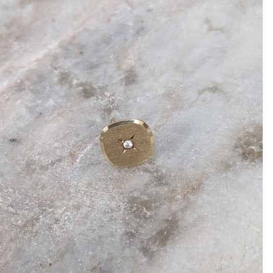 Vintage Unmarked 14k Yellow Gold Diamond Starburst Pin NO PUSHBACK