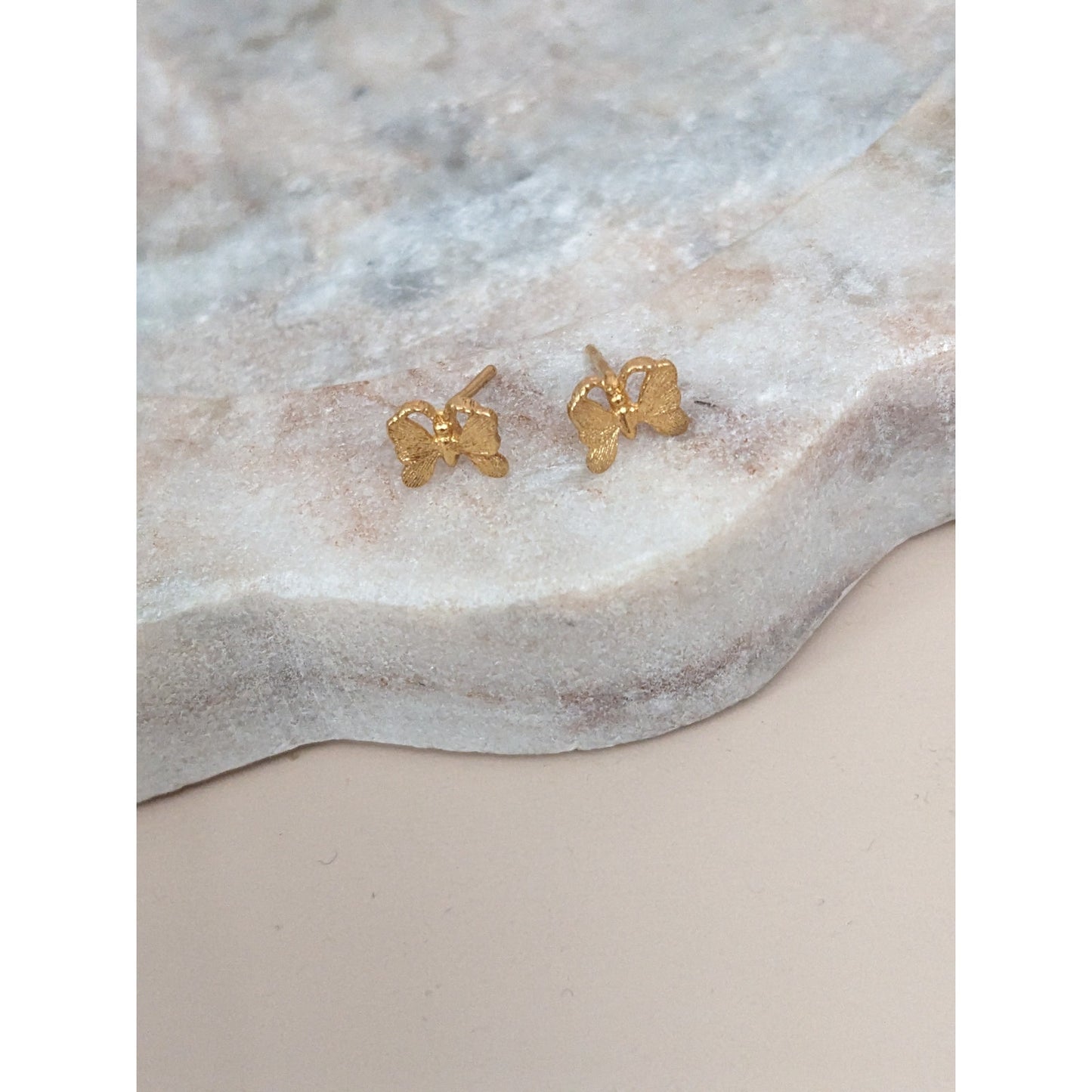 Vintage 14k Unmarked Dainty Tiny Butterfly Earring Studs