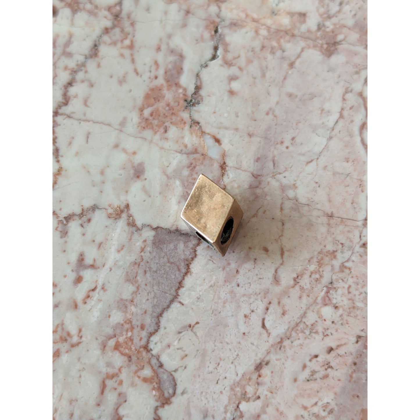 Vintage Unmarked 10k Gold Dainty Mini Rhombus Shaped Slider Charm