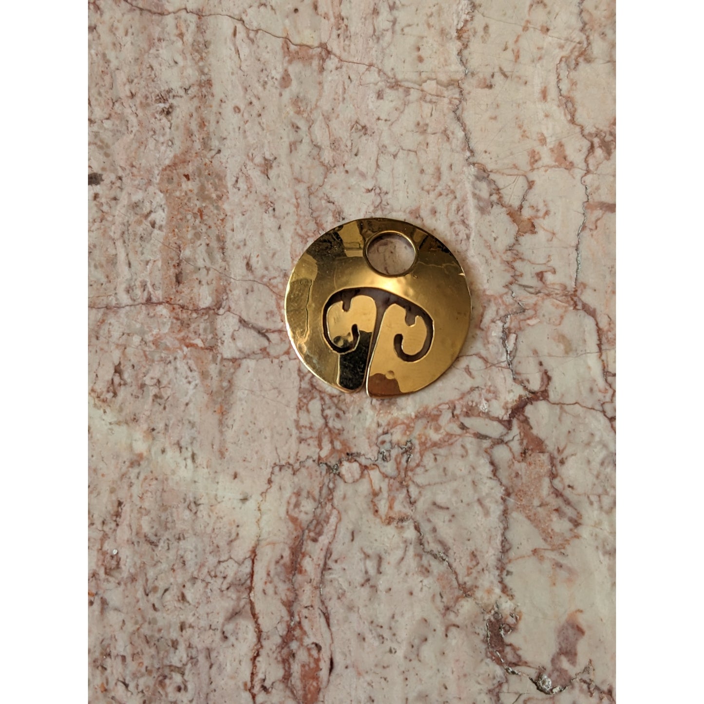 Vintage 14k Yellow Gold Modernist Medallion Cutout Pendant NO BAIL