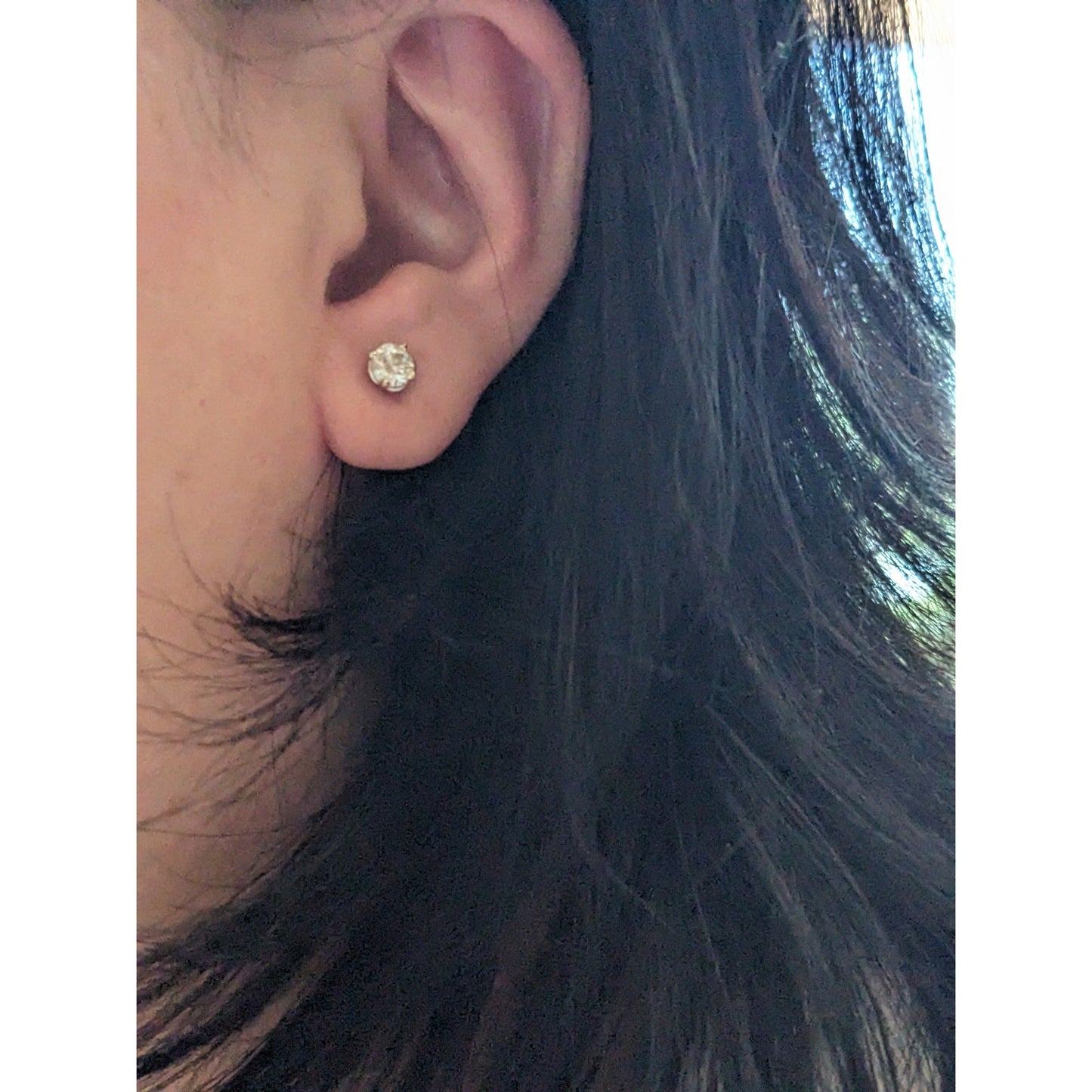 Estate 14k White Gold SINGLE PIECE Diamond Stud ~4mm