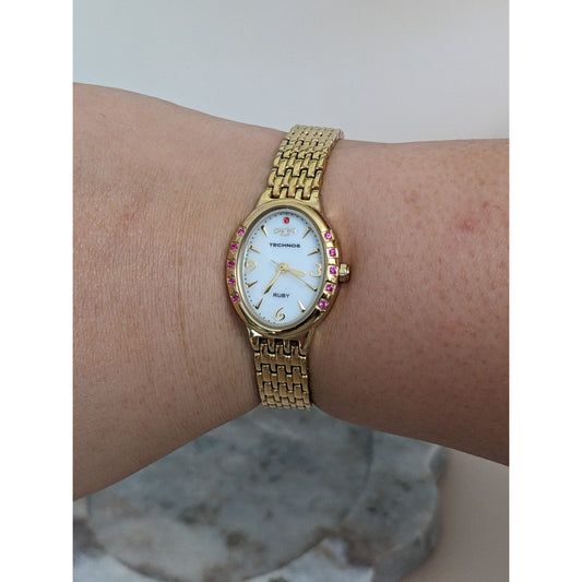 Vintage Andre Mouche Silver Tone Bangle Watch with Blue Floral Enamel Working