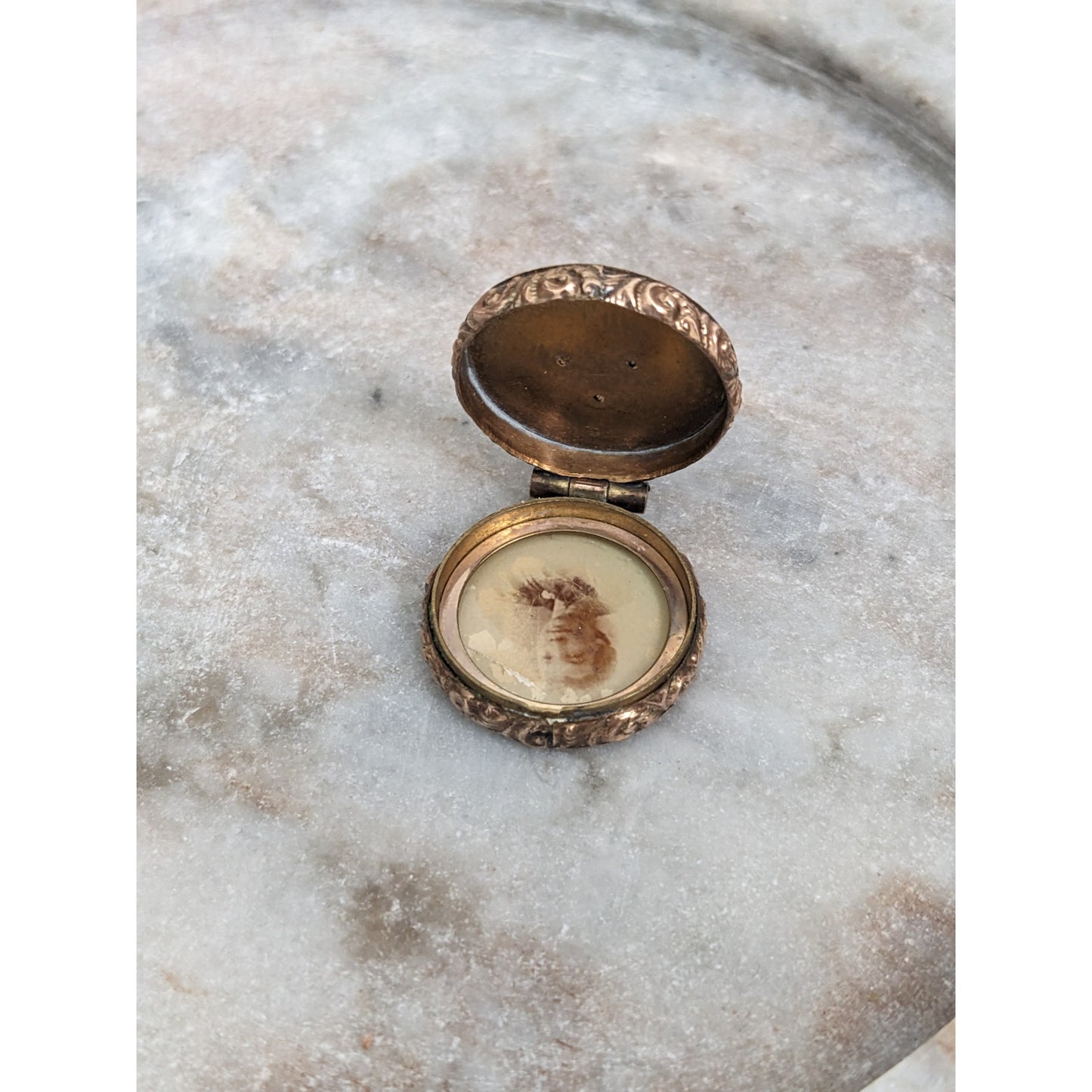 Vintage Victorian Gold Filled Locket with Pink and White Stones