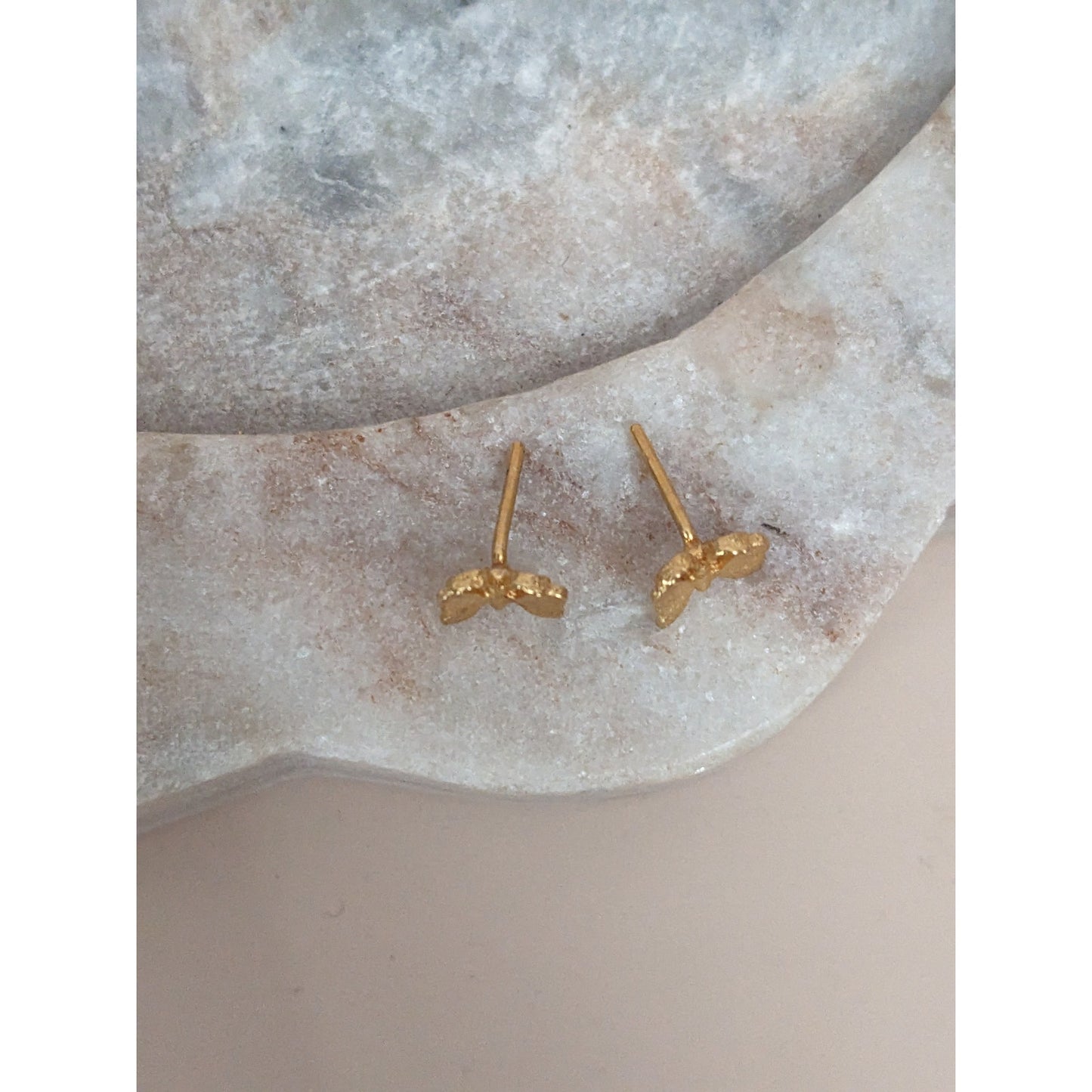 Vintage 14k Unmarked Dainty Tiny Butterfly Earring Studs