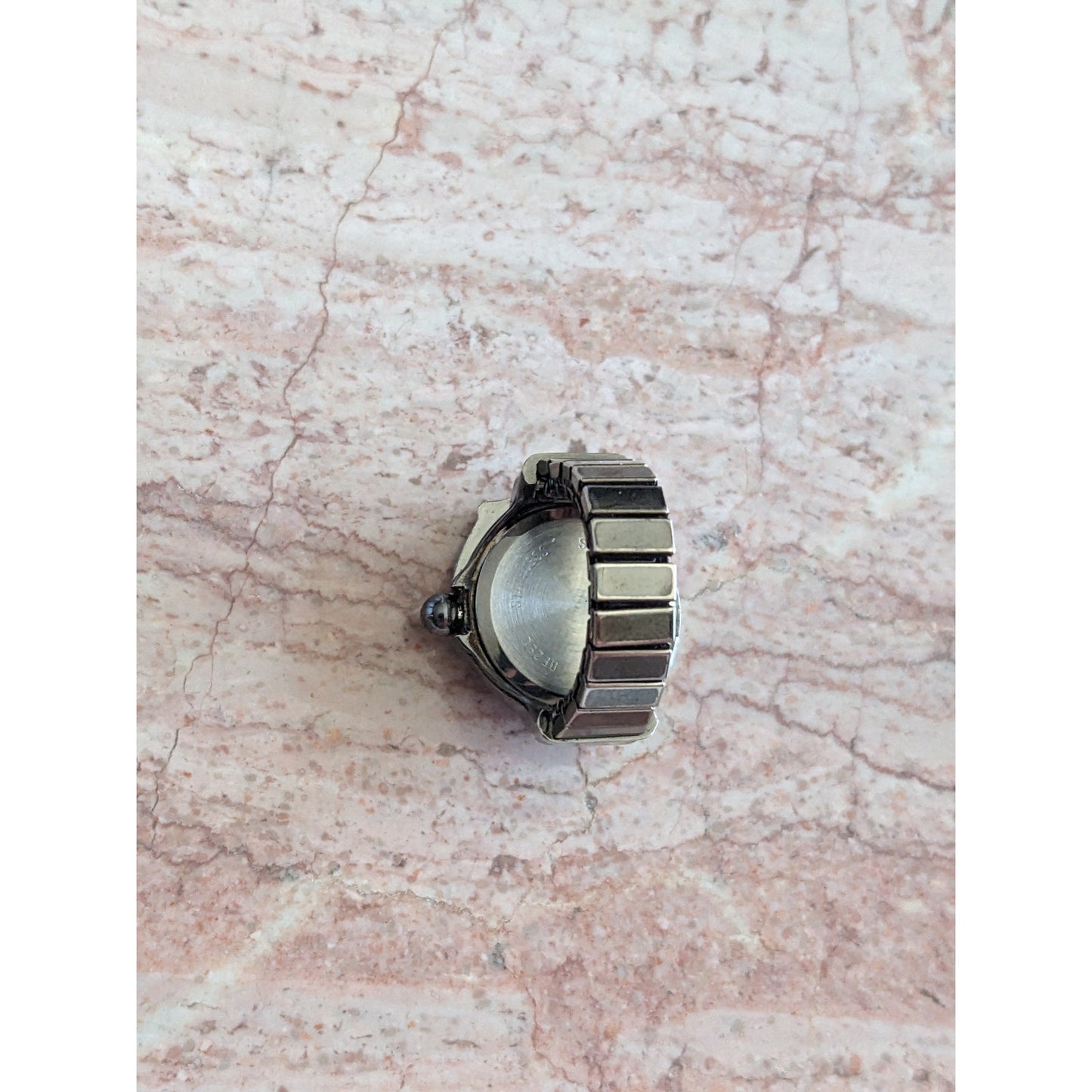 Preowned Patina Silver Tone Ring Watch with Dolphin Working