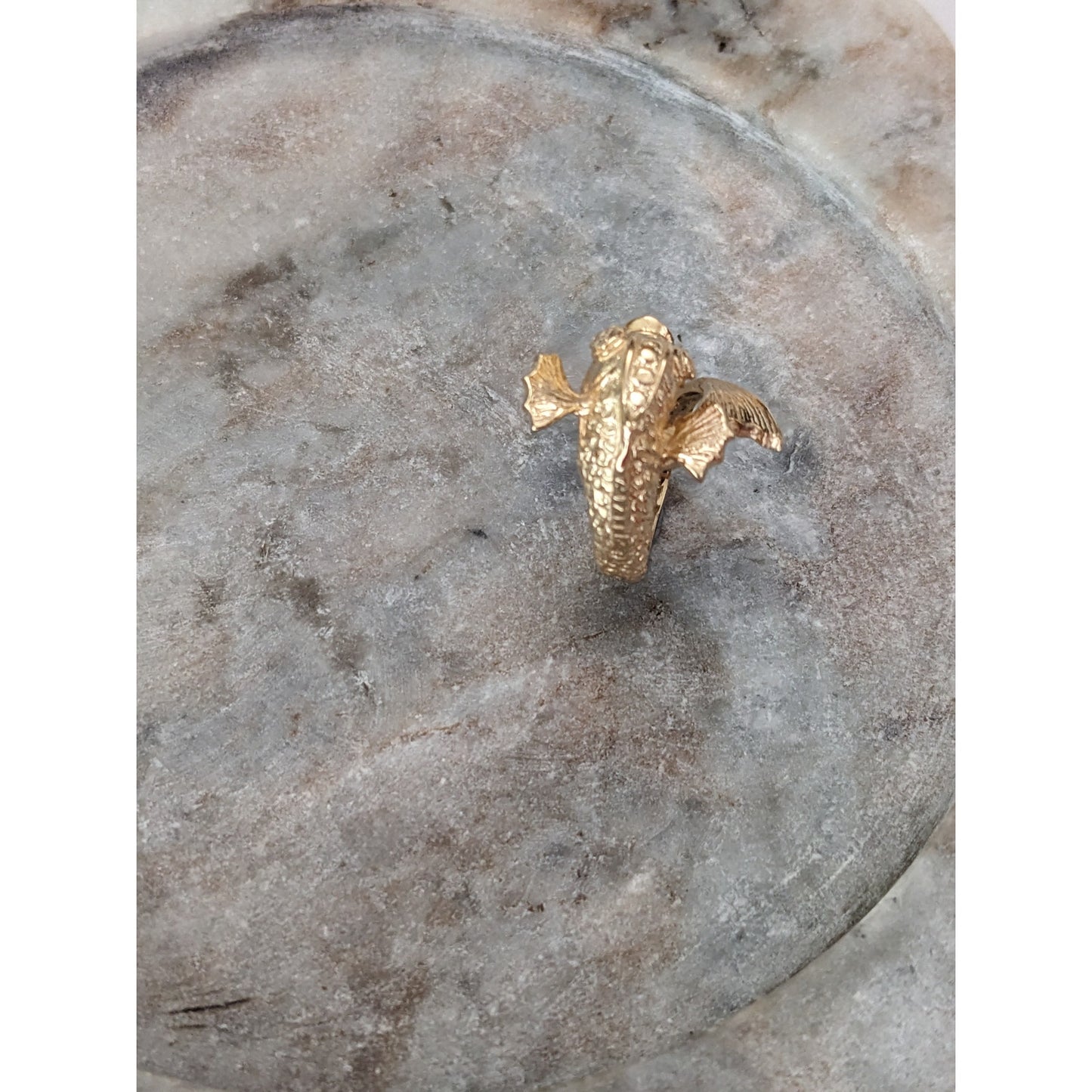 Vintage 14k Yellow Gold Small Koi Fish Bypass Ring Size 6