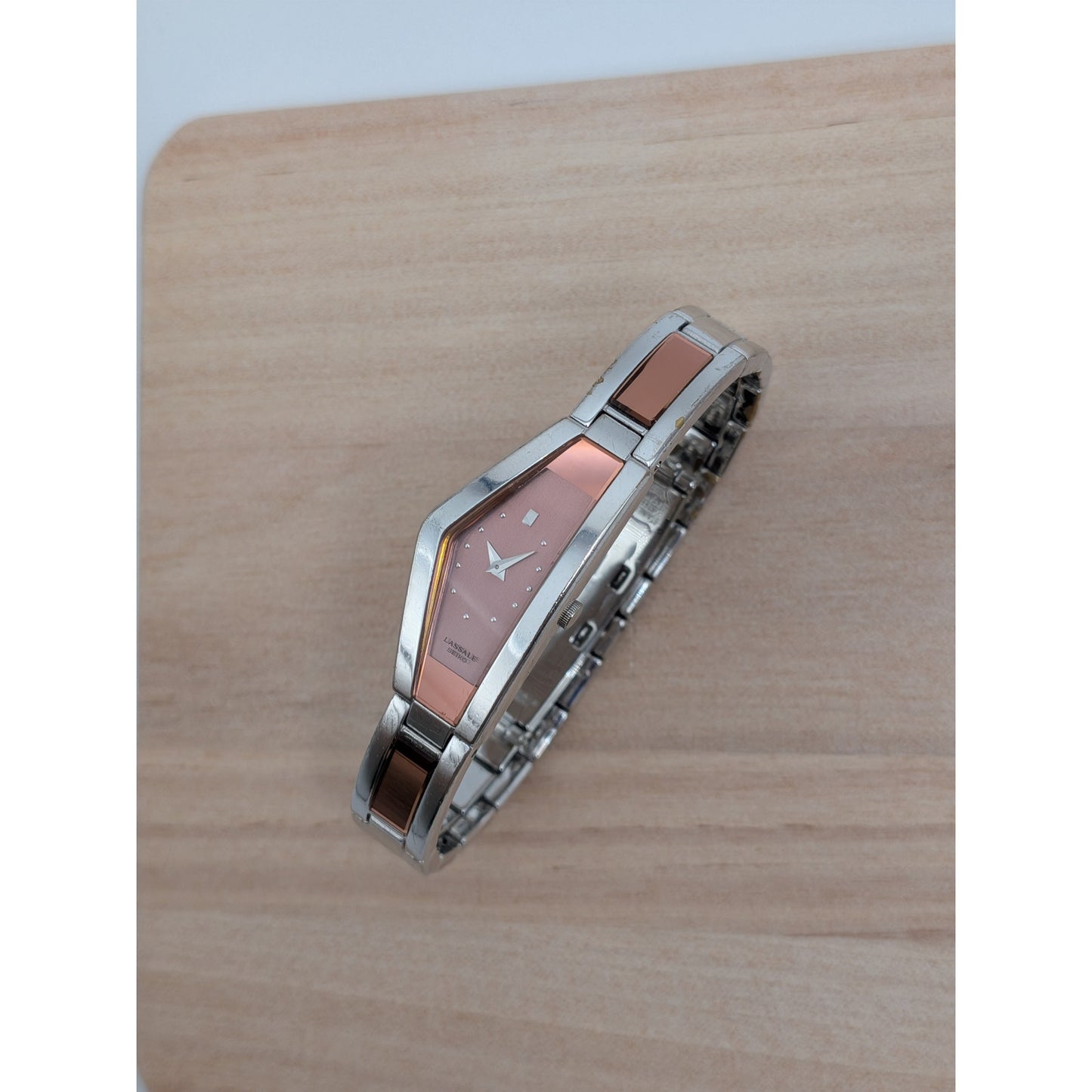 Vintage 1990 Seiko Lassale Geometric Ladies Watch w/Burgundy Dial