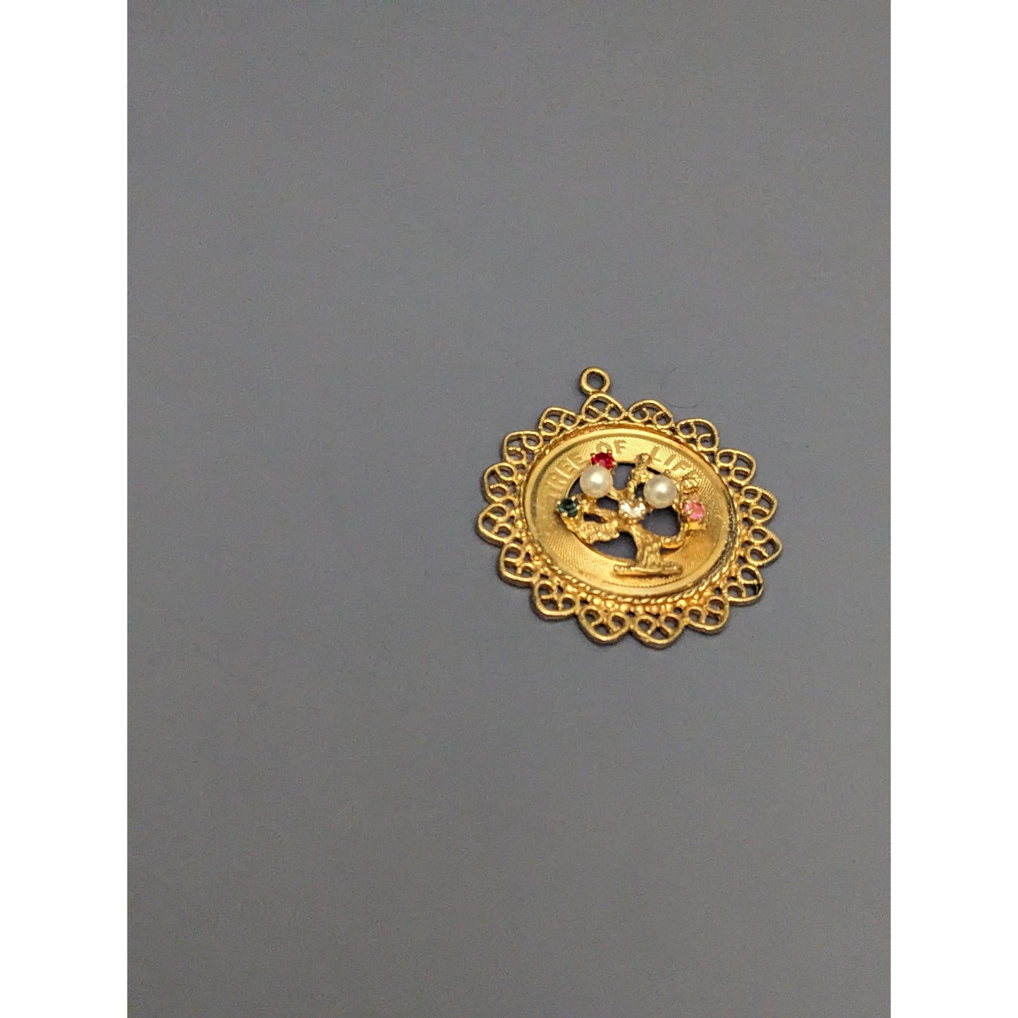 Vintage 14k Solid Gold M&M Tree Of Life Pendant Charm