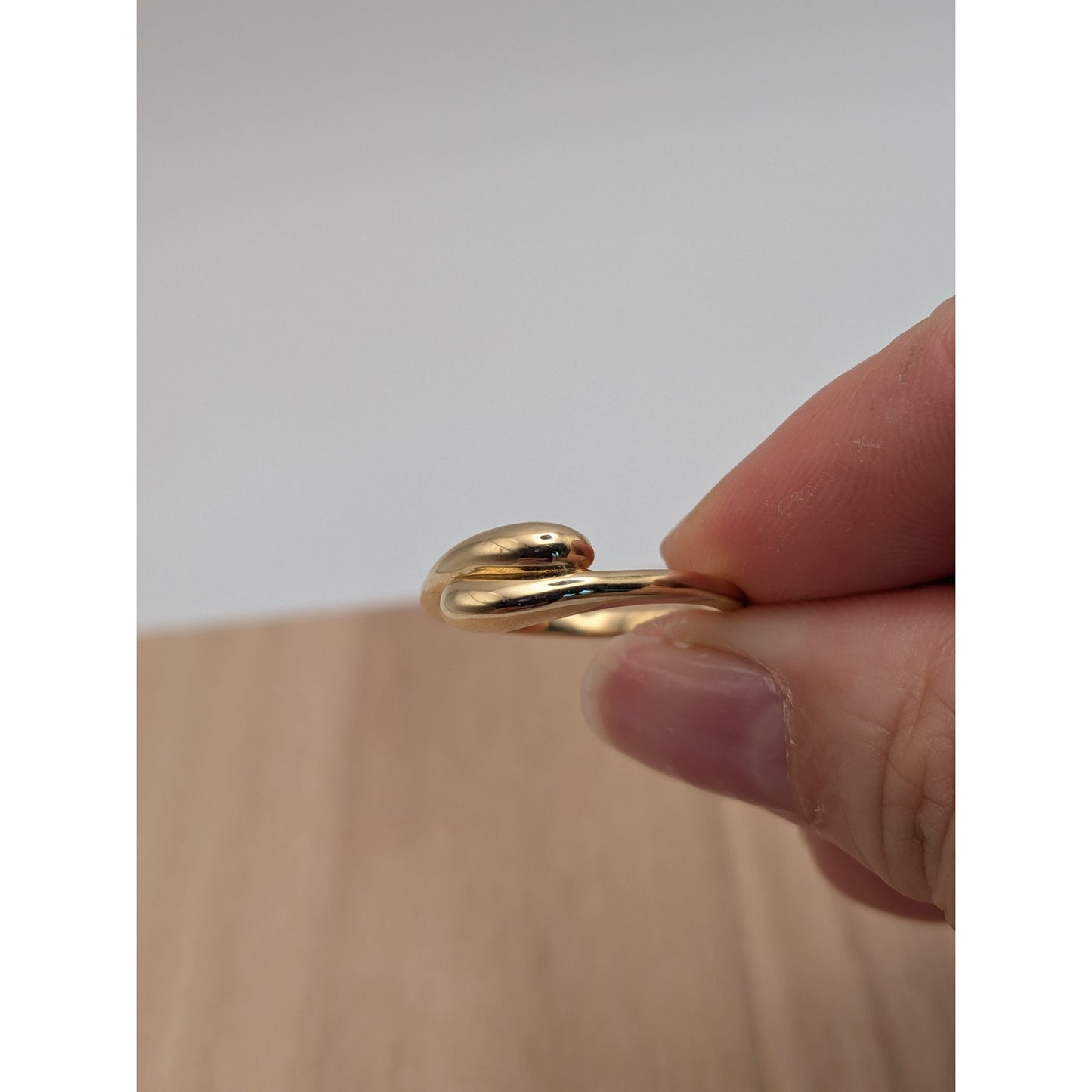 Estate 14k Yellow Gold Double Dome Teardrop Ring Size 6.5