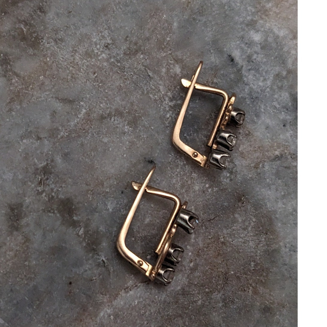 Vintage 1980s 14k Gold With Accent Stones Earrings