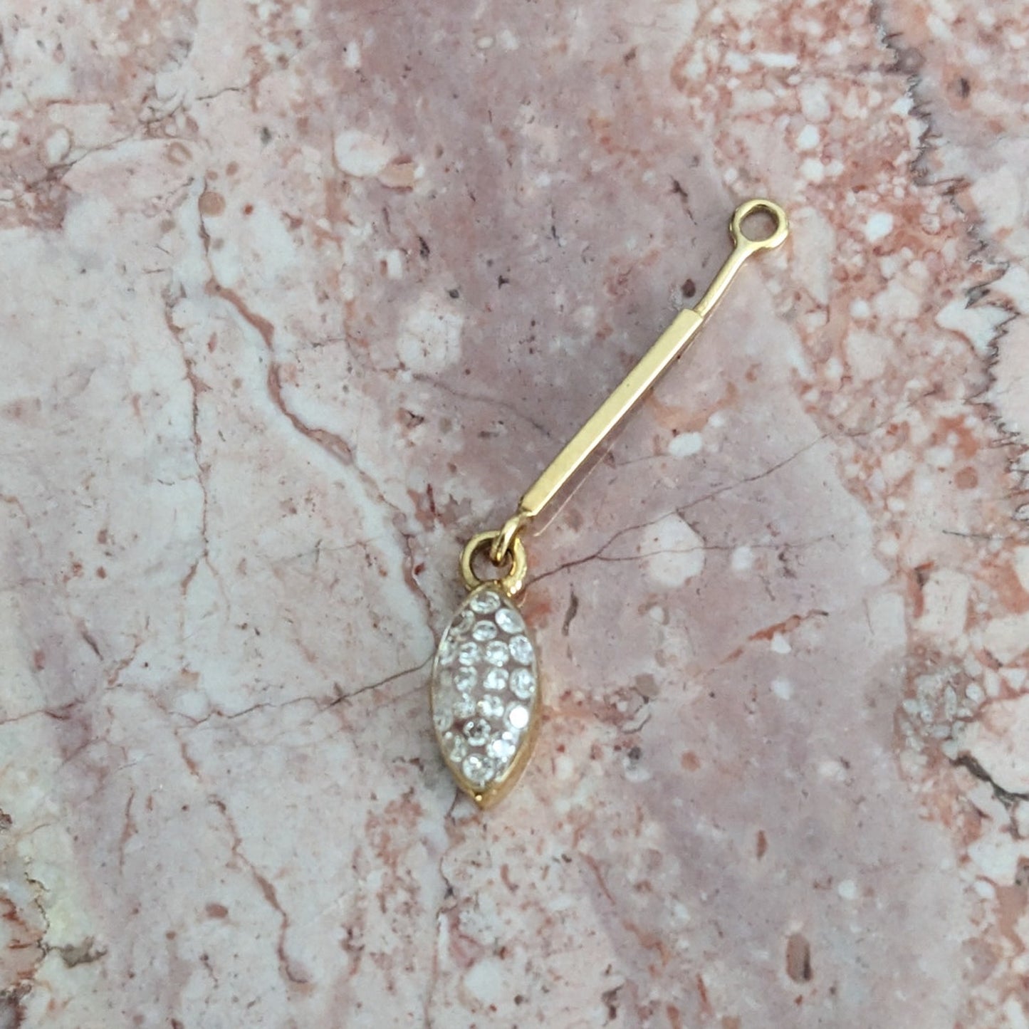 Vintage Unmarked 14k Yellow Gold Pave Diamond Teardrop Dangle Charm Finding 2