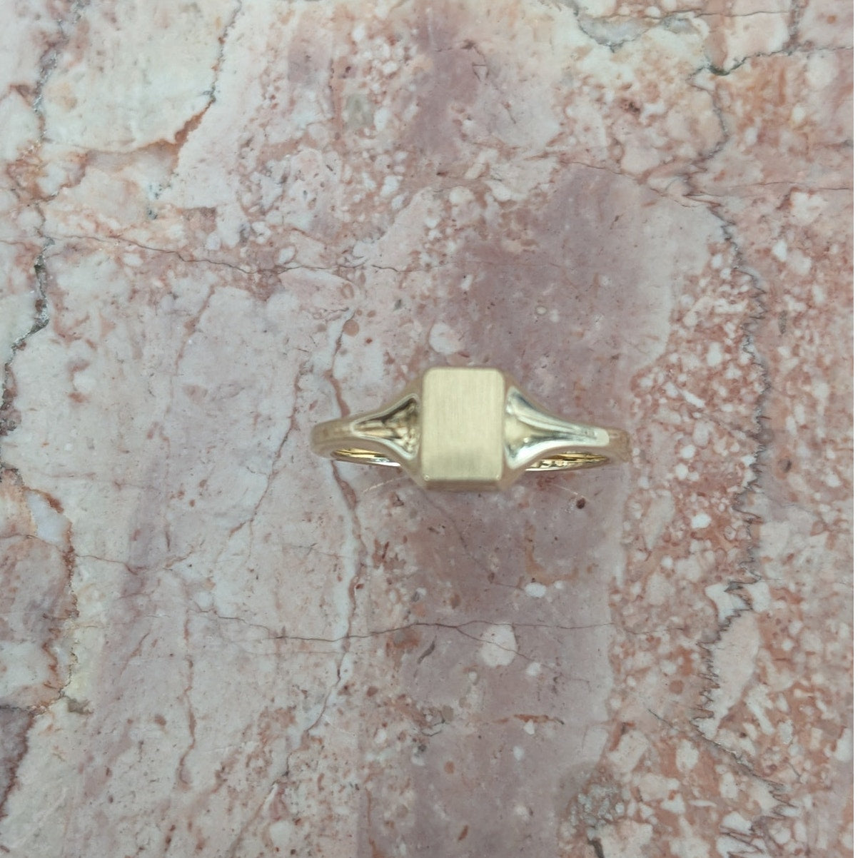 Vintage 14k Yellow Gold Blank Rectangle Signet Ring Size 7
