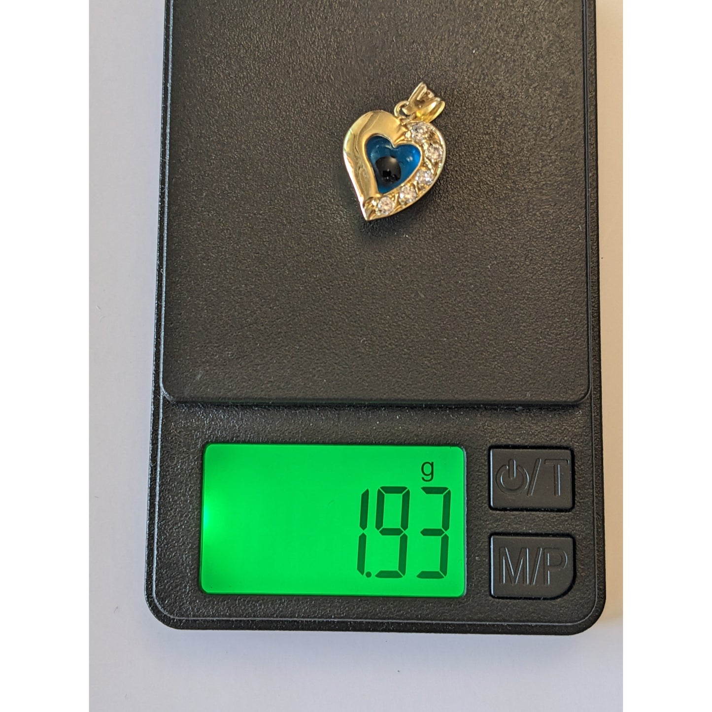 Vintage 14k Yellow Gold Heart Charm with Evil Eye and White Stone Accents
