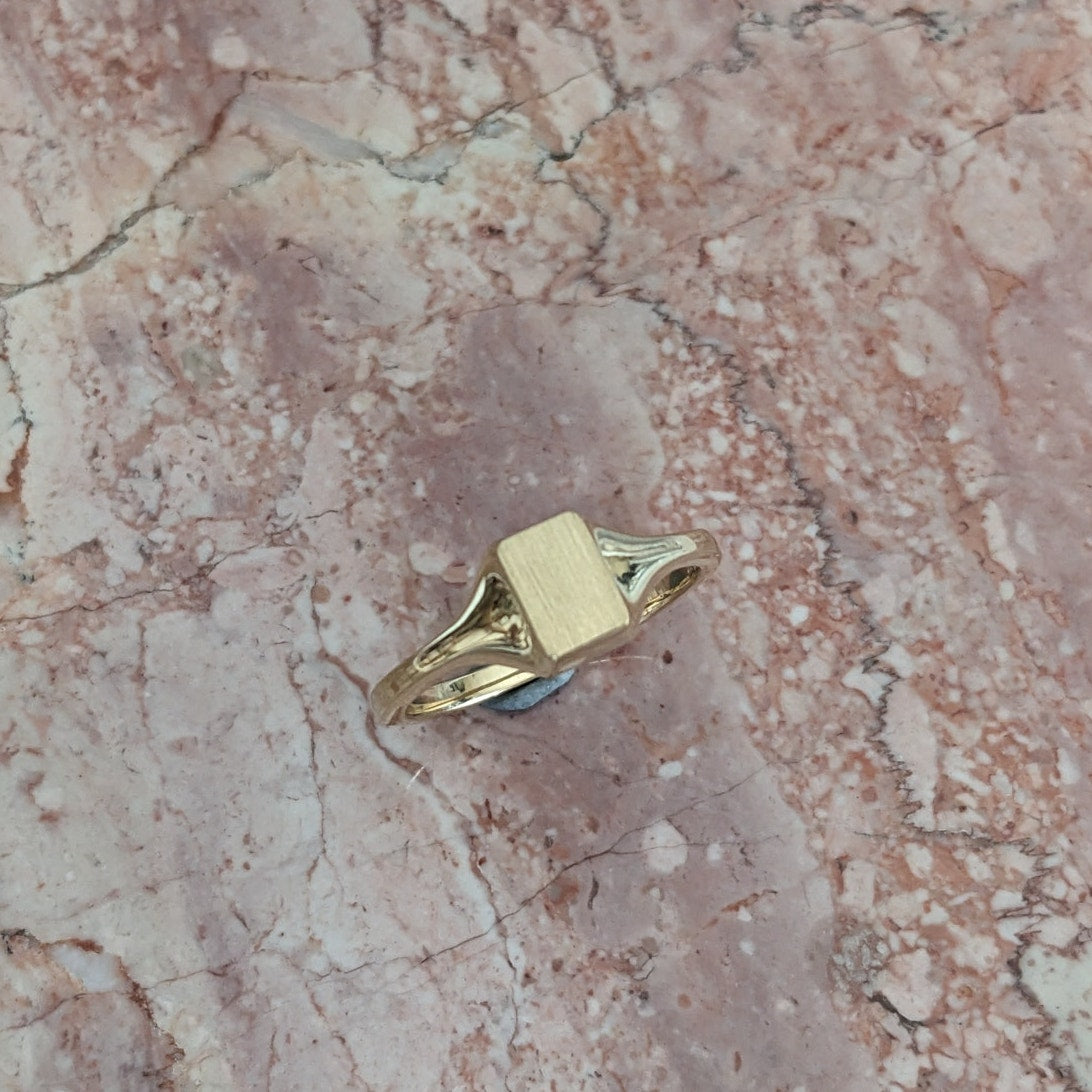 Vintage 14k Yellow Gold Blank Rectangle Signet Ring Size 7