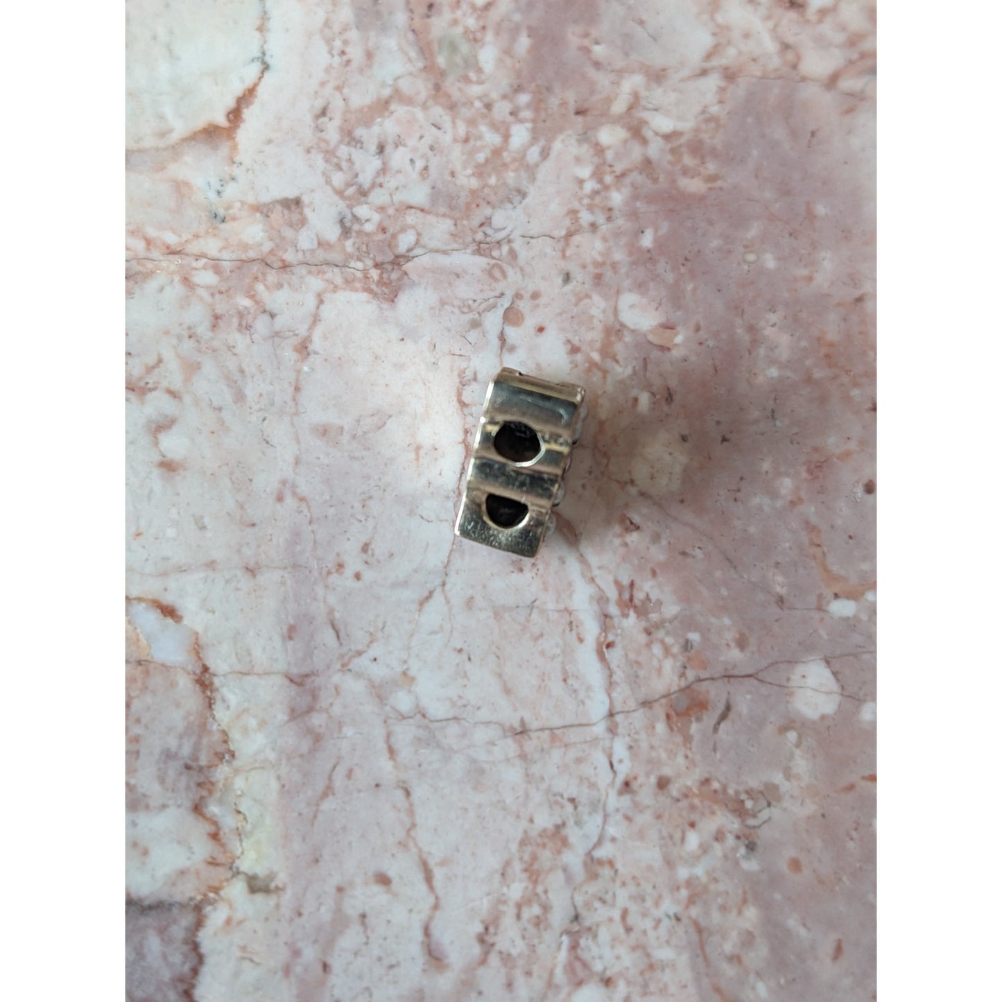 Vintage Unmarked 10k Gold Triangle Geometric Slider Charm Pink and White Stones