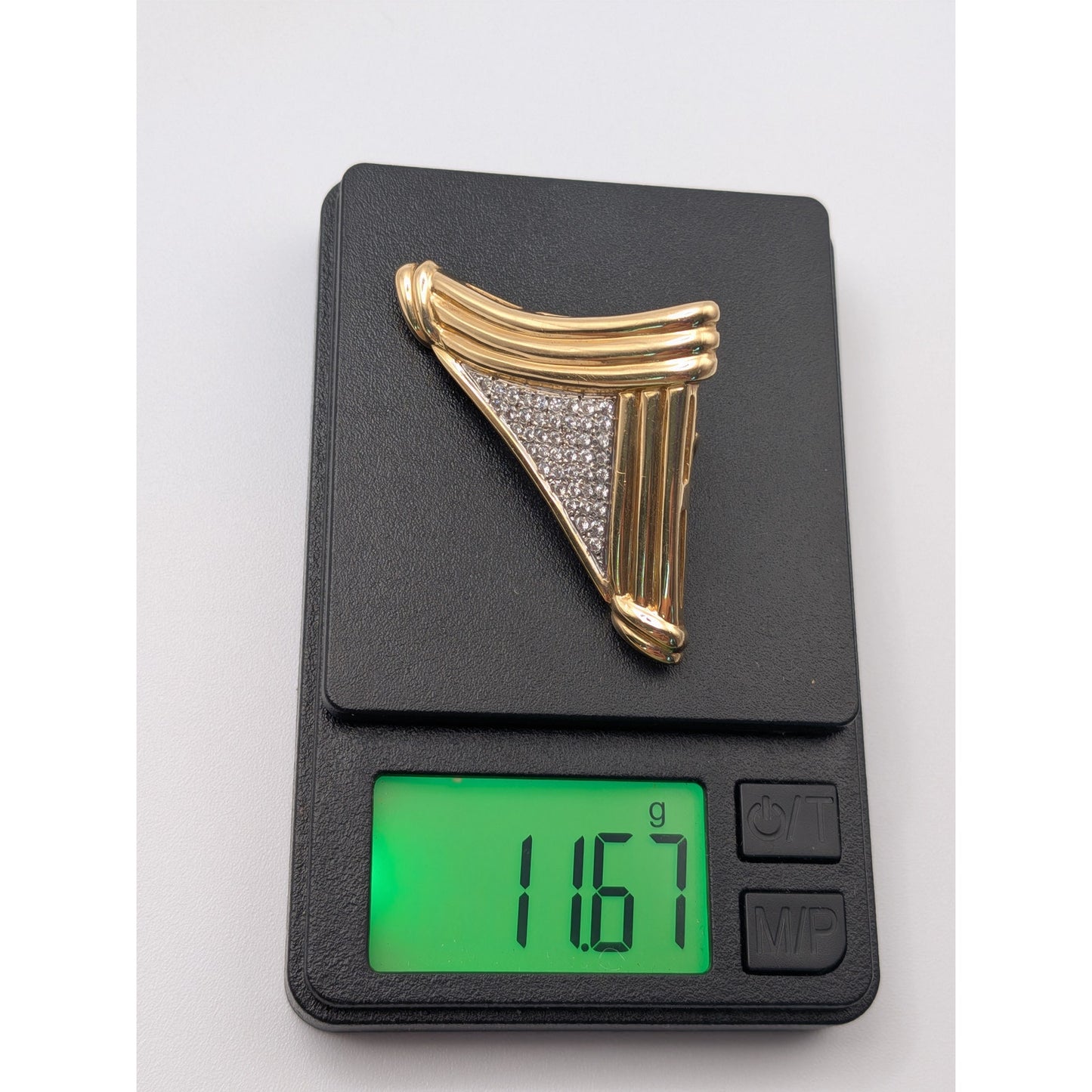 Vintage Unmarked 14k Gold Triangle Slide Pendant with Pave Diamonds