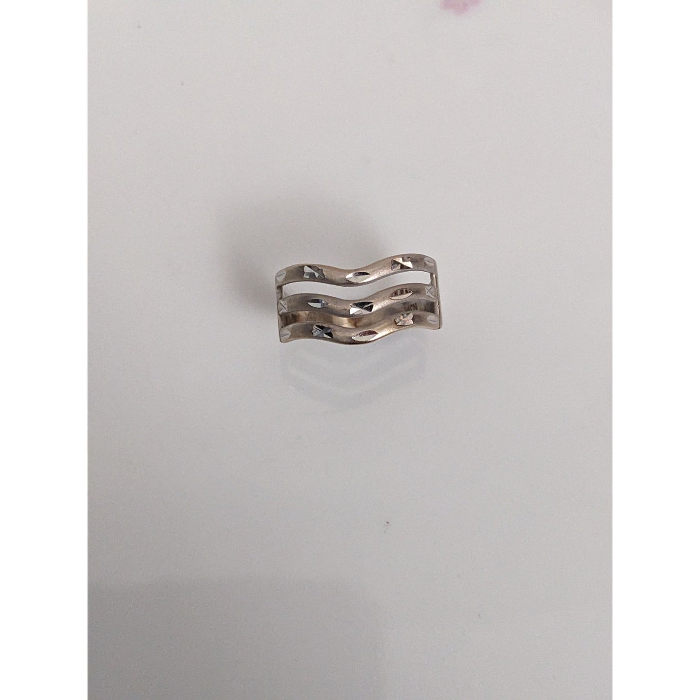 Vintage 14k White Gold Wave 3 Layer Ring Size 7