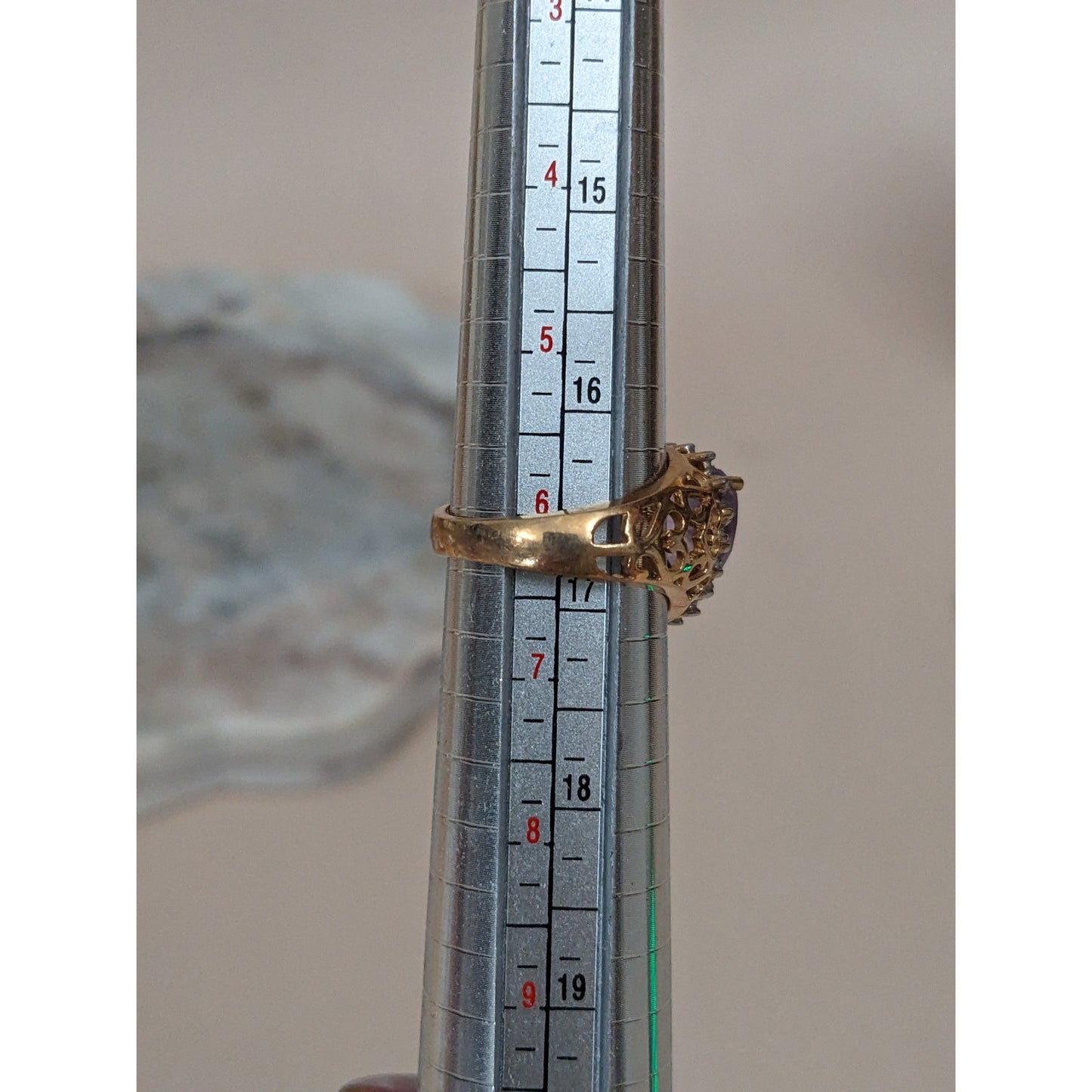 Vintage 10k Yellow Gold Ring Light Amethyst Stone Heart Cutouts Size 6.25