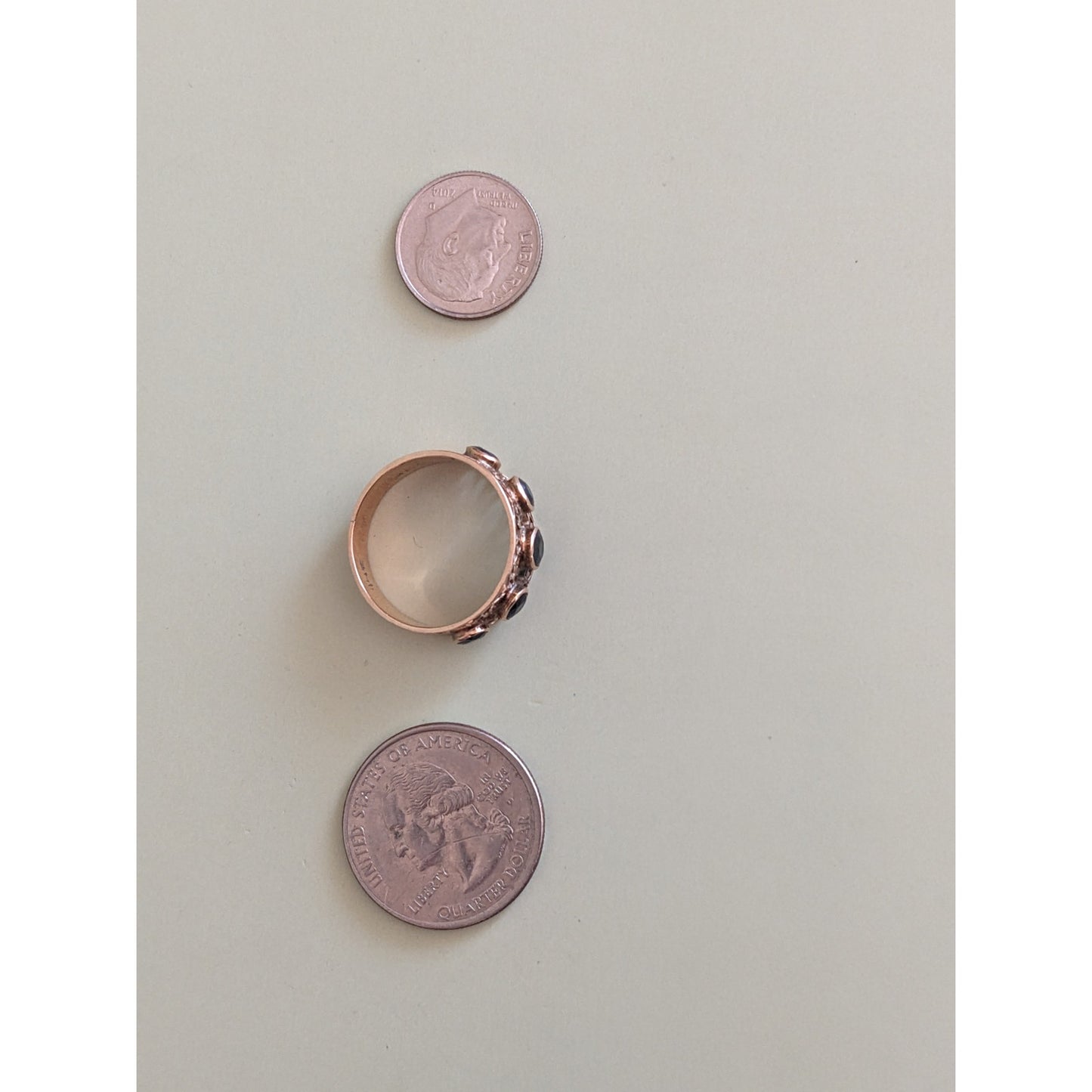 Vintage 14k Yellow Gold Filligree with 5 Sapphires Ring Size 9