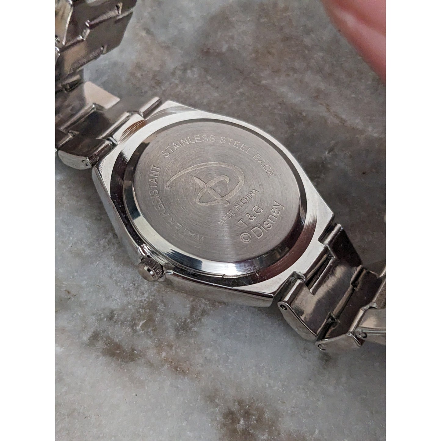 Vintage Andre Mouche Silver Tone Bangle Watch with Blue Floral Enamel Working