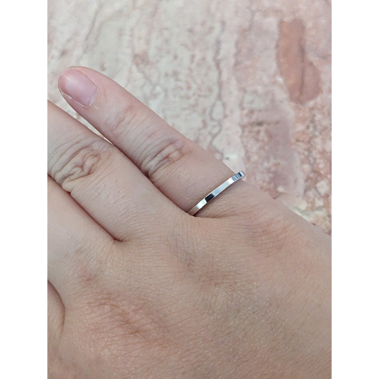 Estate 14k White Gold Simple Thin 1.5mm Flat Wedding Band Ring Size 6