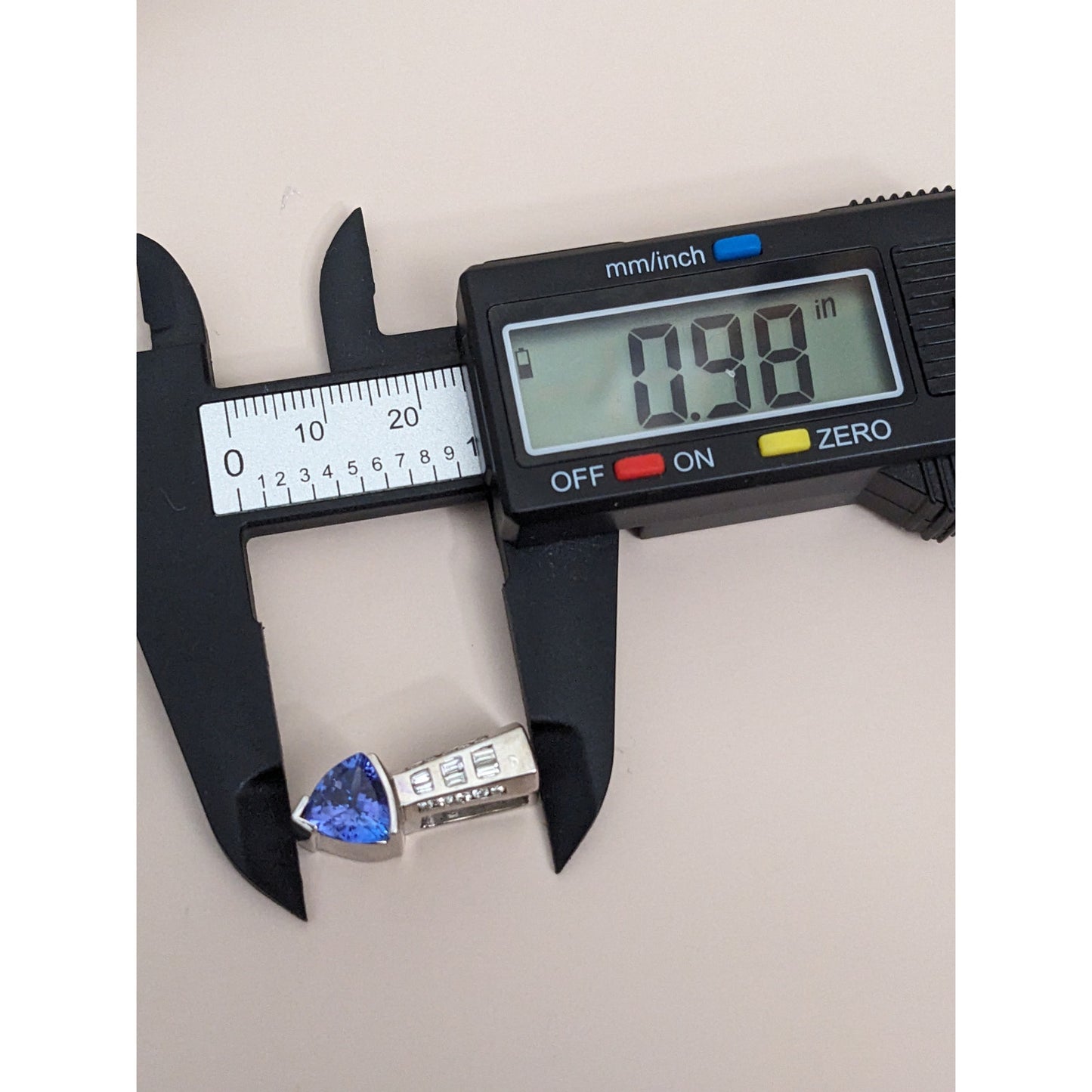 Estate 14k White Gold Tanzanite and Diamond 3D Slide Pendant