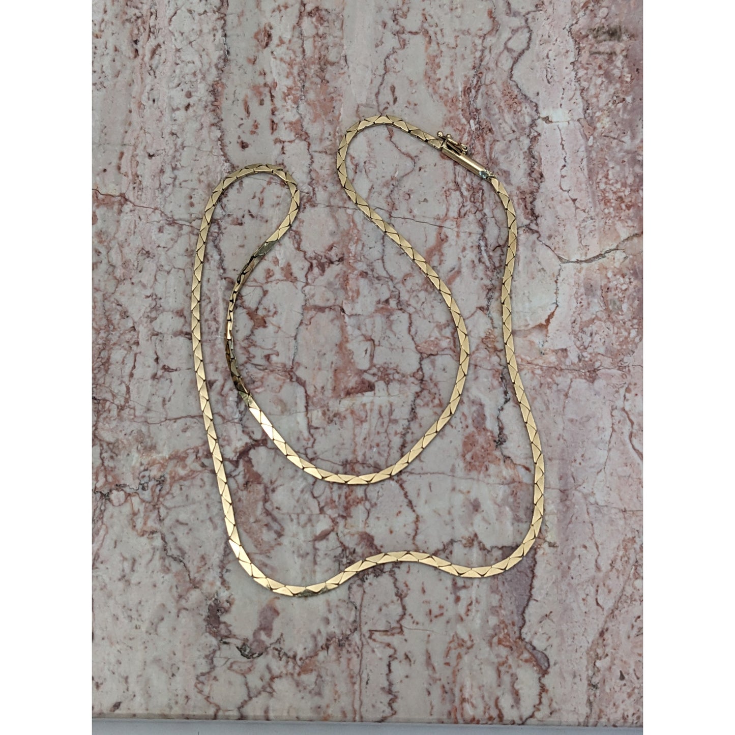 Vintage Unmarked 14k Yellow Gold Triangle Link Chain Necklace 16.5in