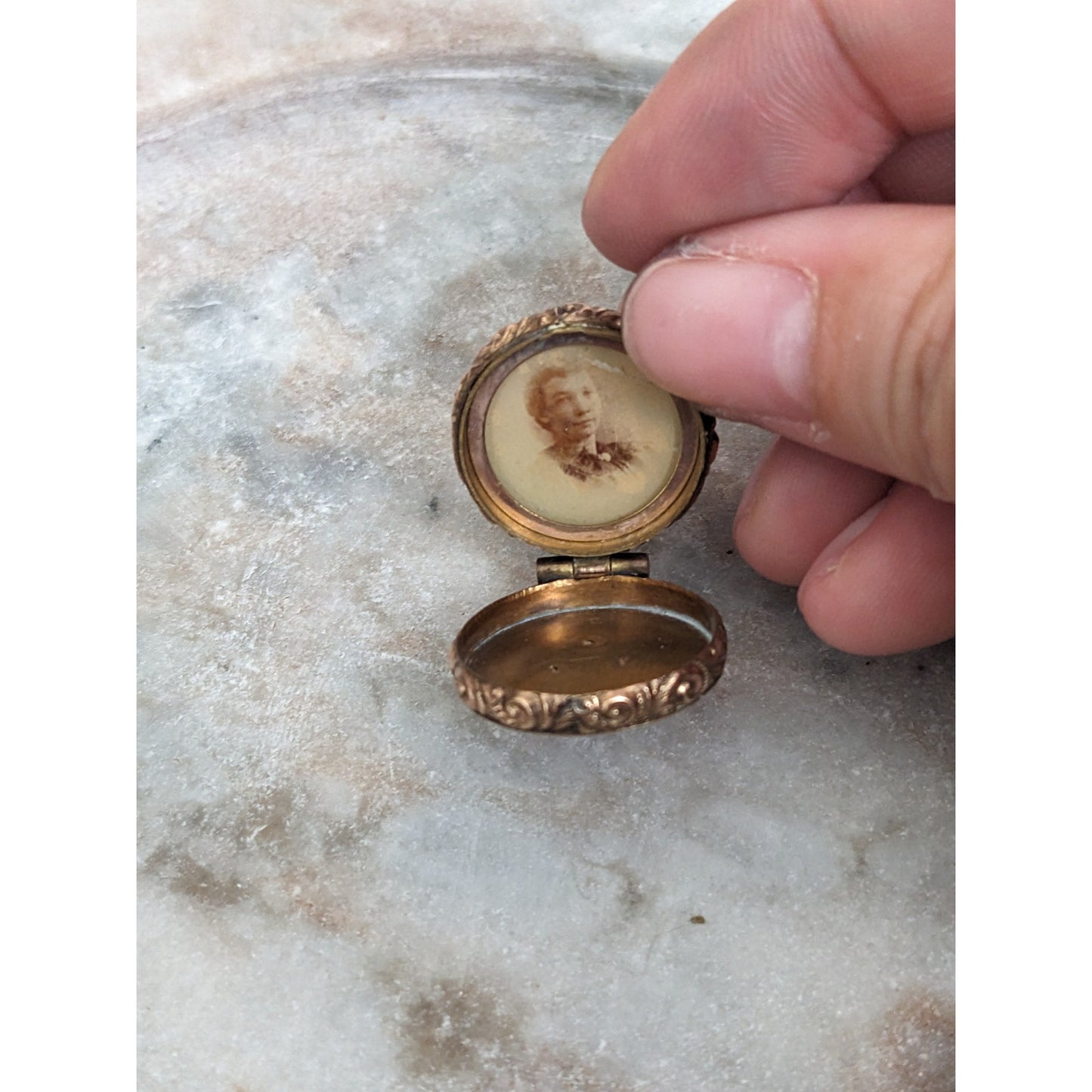 Vintage Victorian Gold Filled Locket with Pink and White Stones