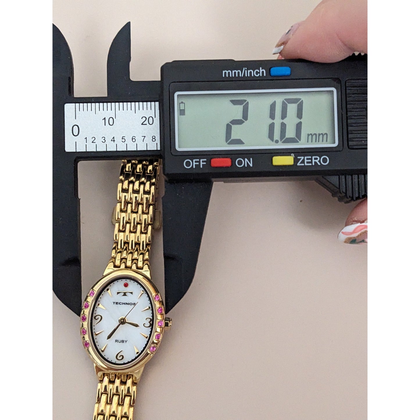 Vintage Andre Mouche Silver Tone Bangle Watch with Blue Floral Enamel Working